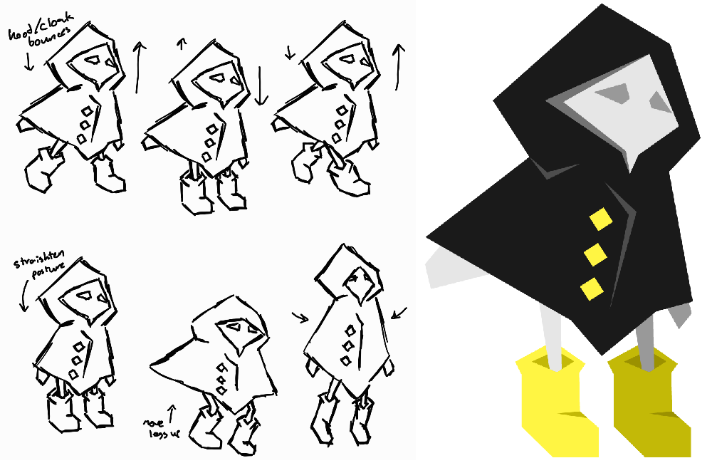 Concept and final sprite for player character