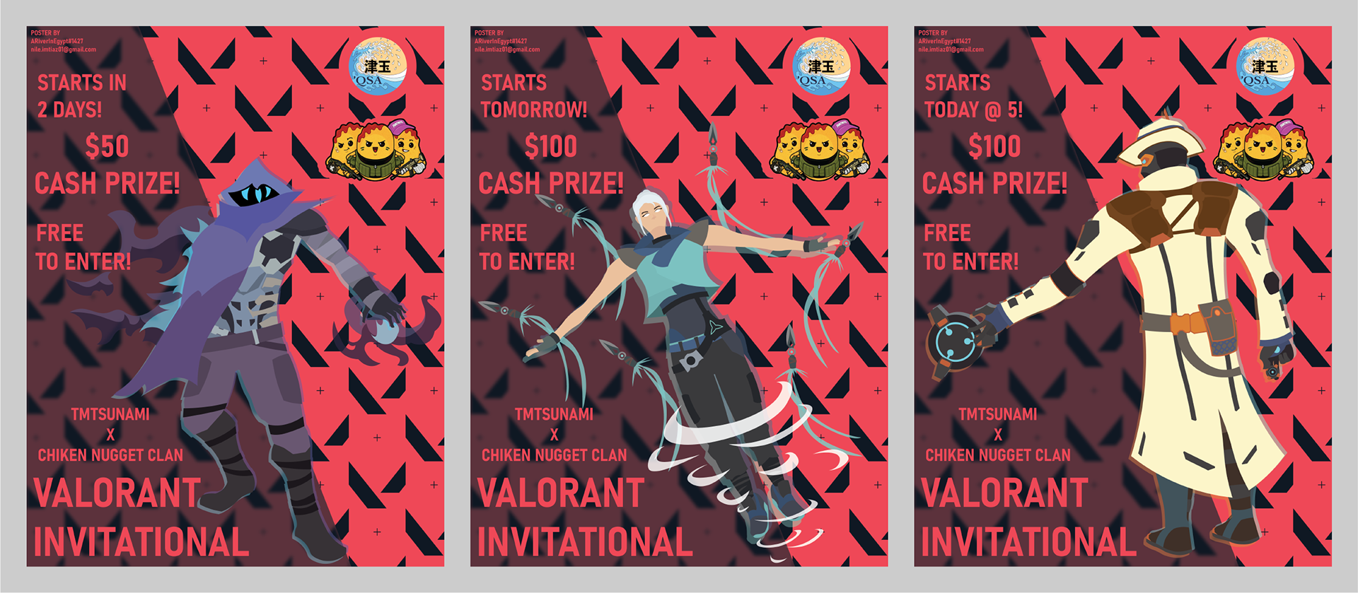 Promotional posters for Valorant tournament (Adobe Illustrator, Jan 2021)