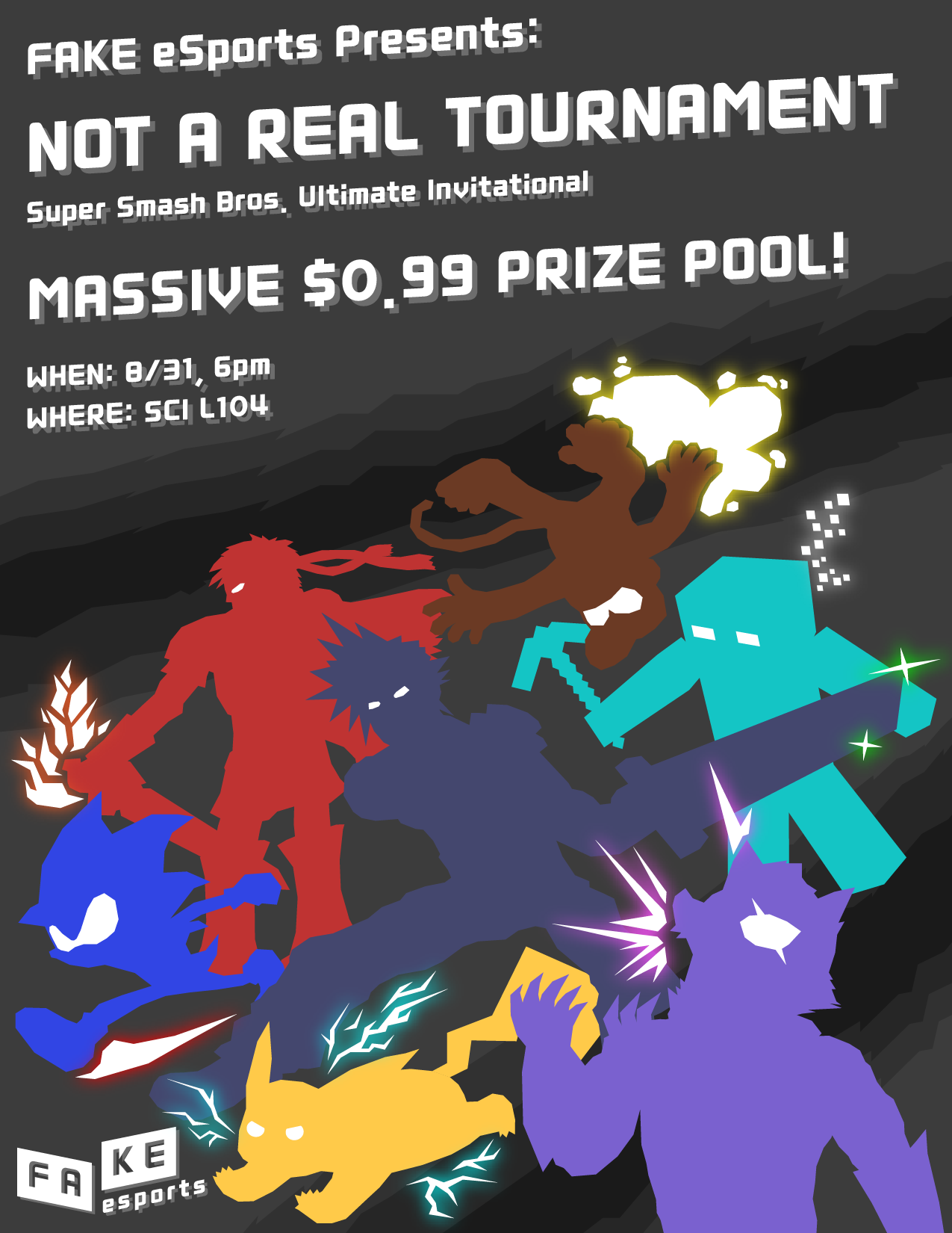 Super Smash Bros. Tournament poster (Adobe Illustrator, Aug 2023)