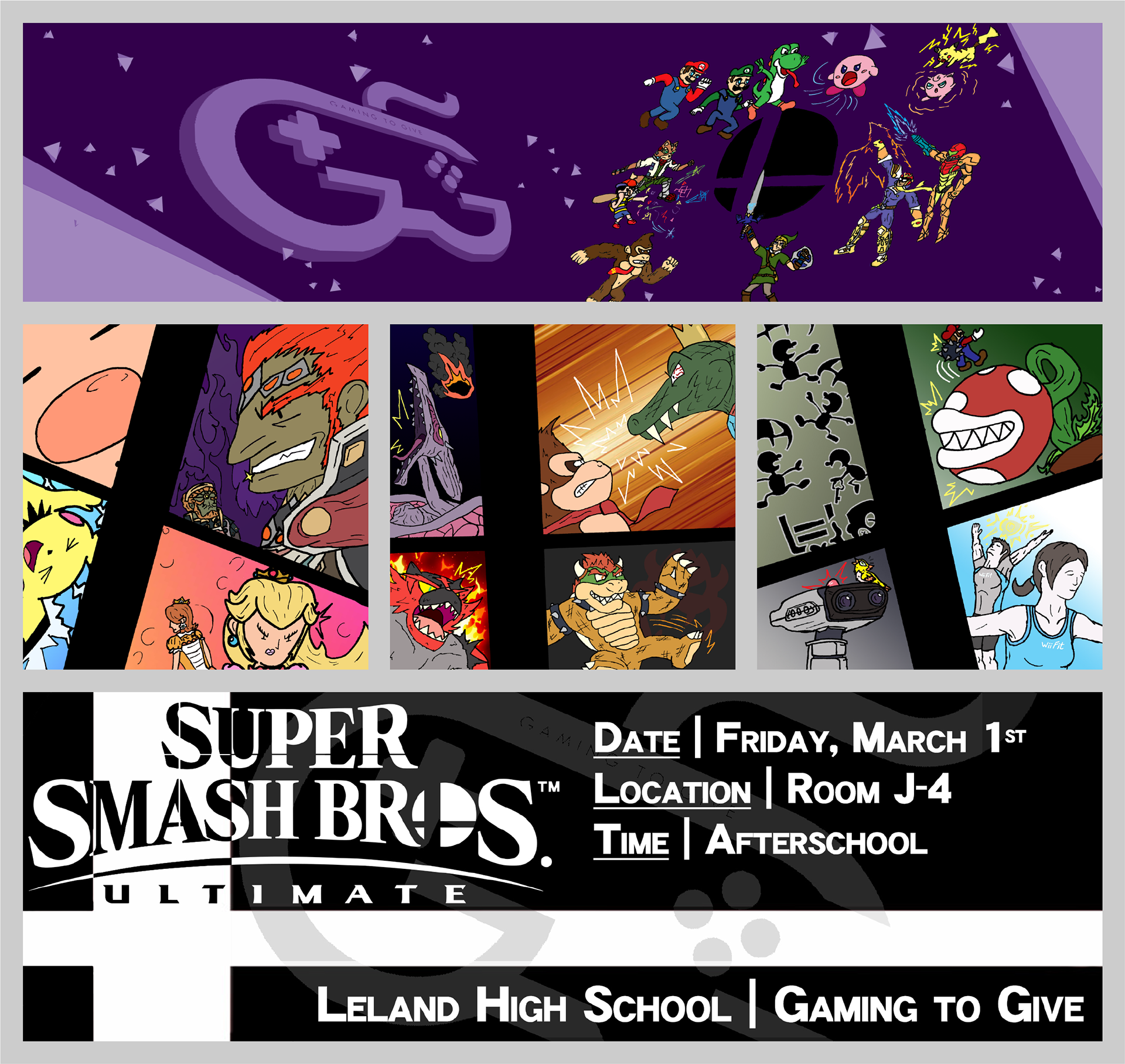 Promotional material for Super Smash Bros. tournament