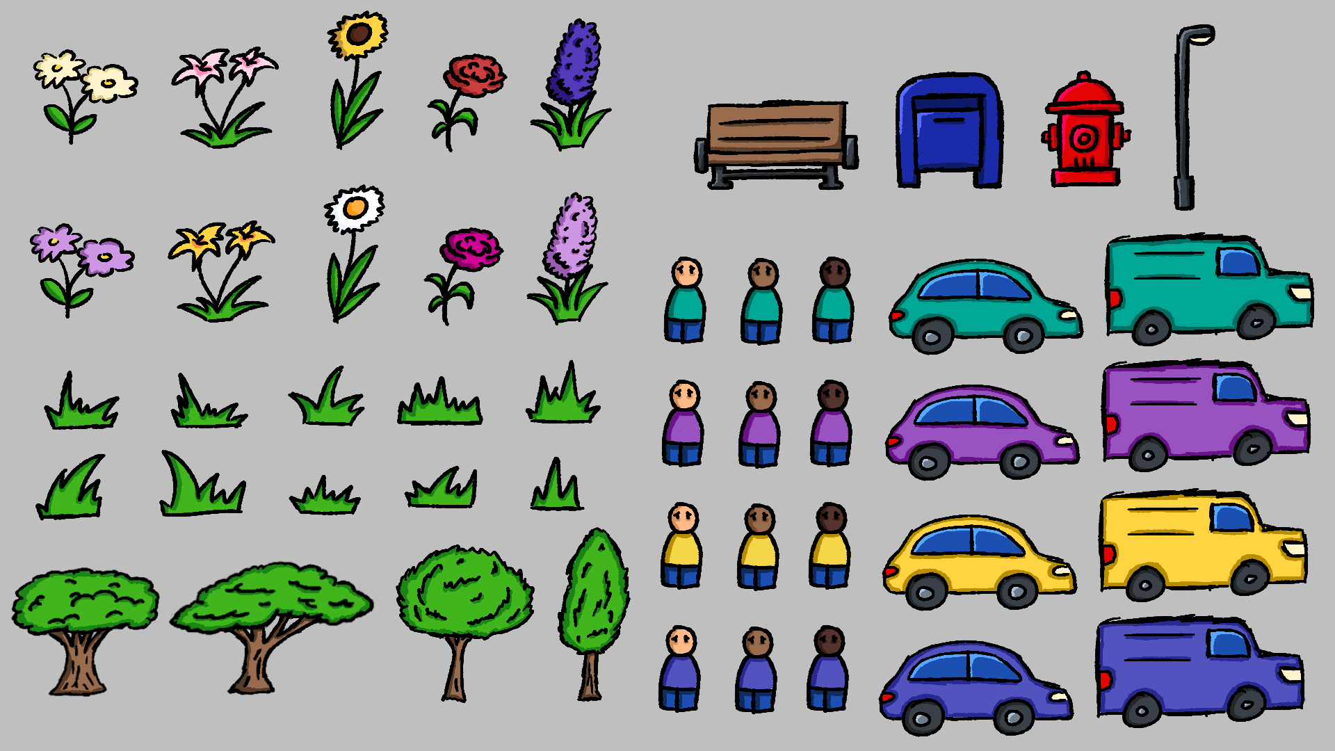 assorted sprites to decorate city environment