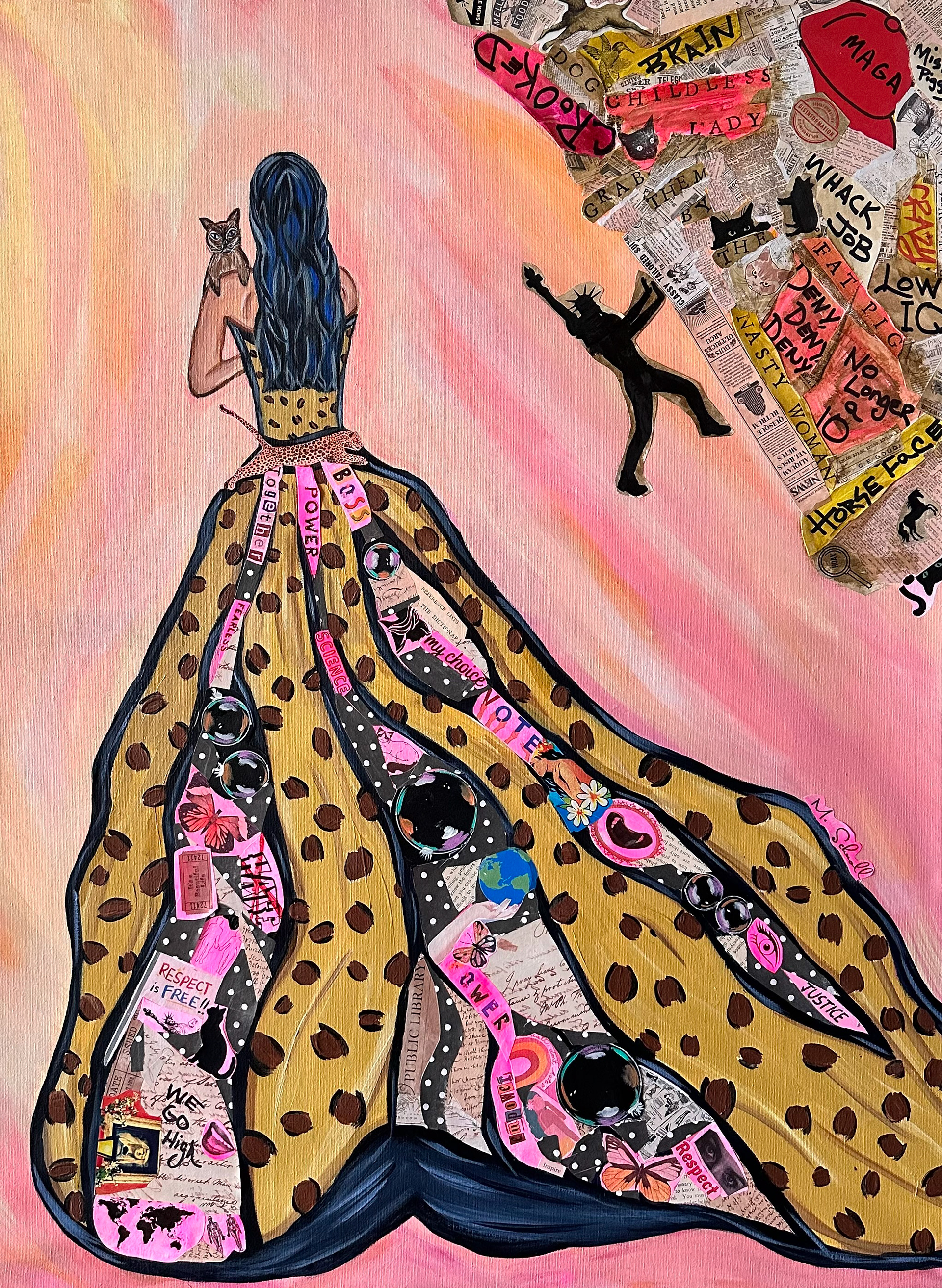 Yes She Can, Acrylic and Collage on Canvas