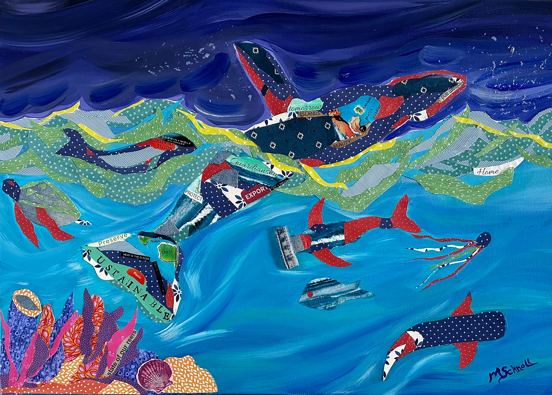 Mixed media fabric collage 