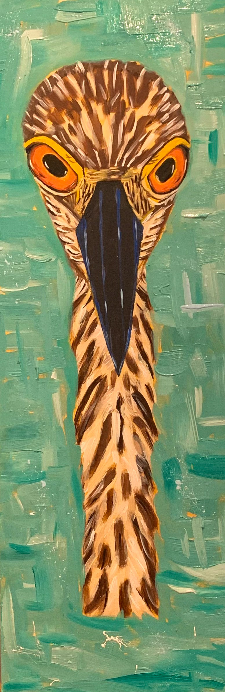 Yellow Crowned Night Heron, Acrylic on Canvas