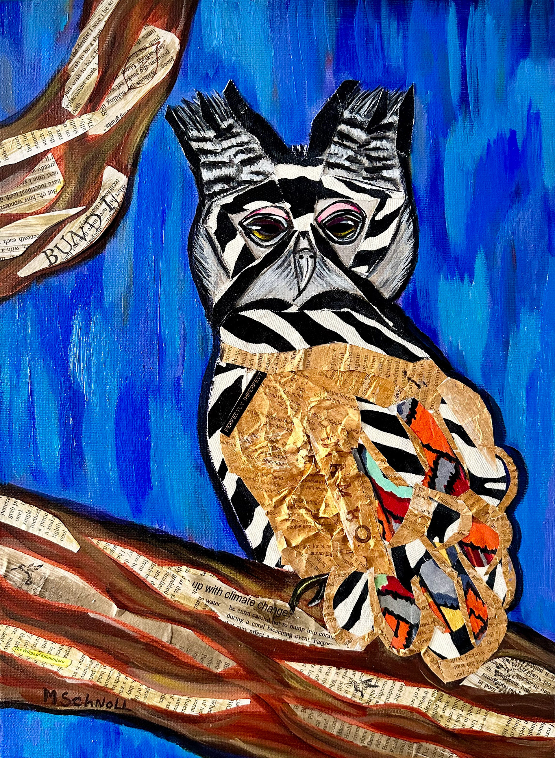 Up All Night, Acrylic and Collage on Canvas