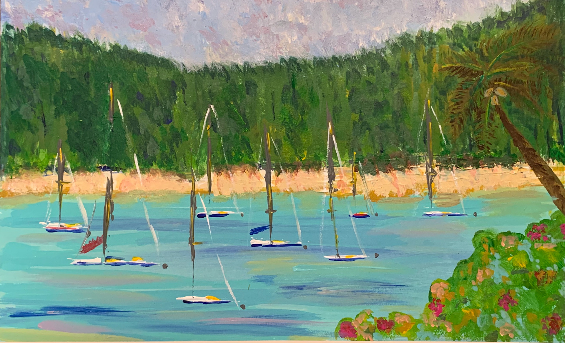 Somewhere in the South Pacific, Acrylic on Paper