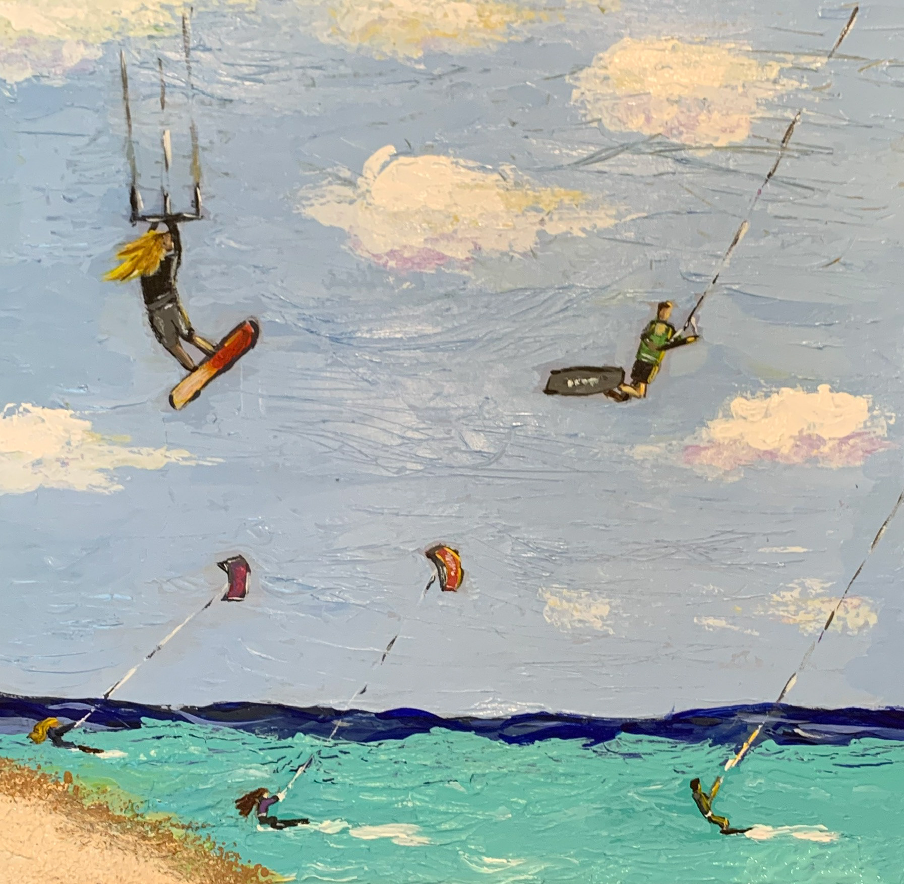 SOLD Kite Beach, Acrylic on Paper
