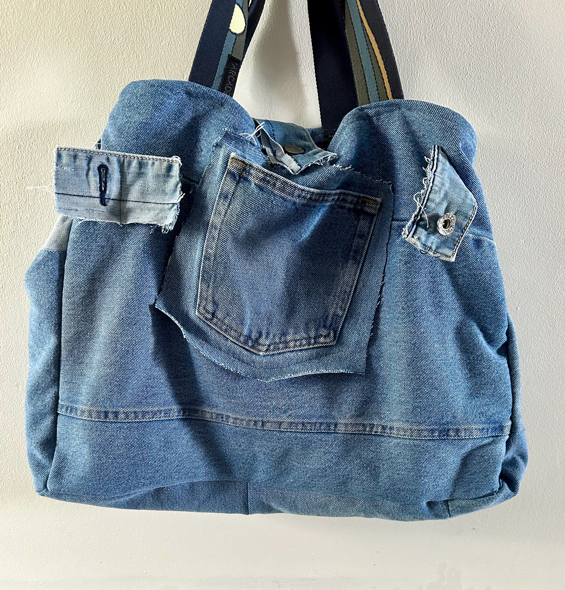 Extra large denim tote