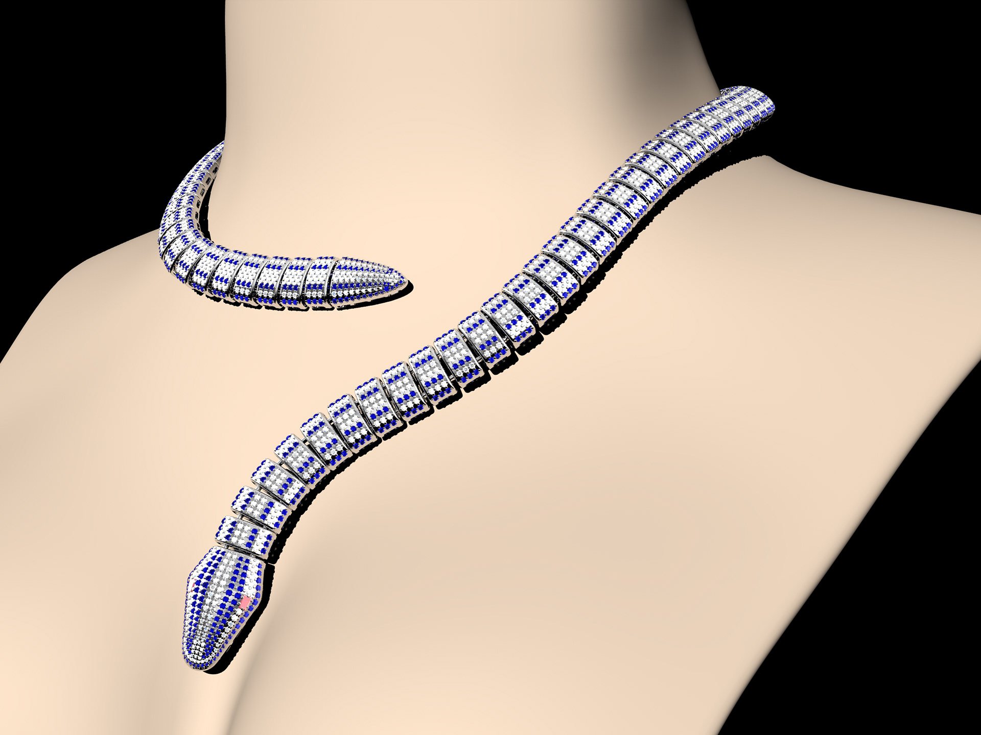 Necklace worn in "render mode"