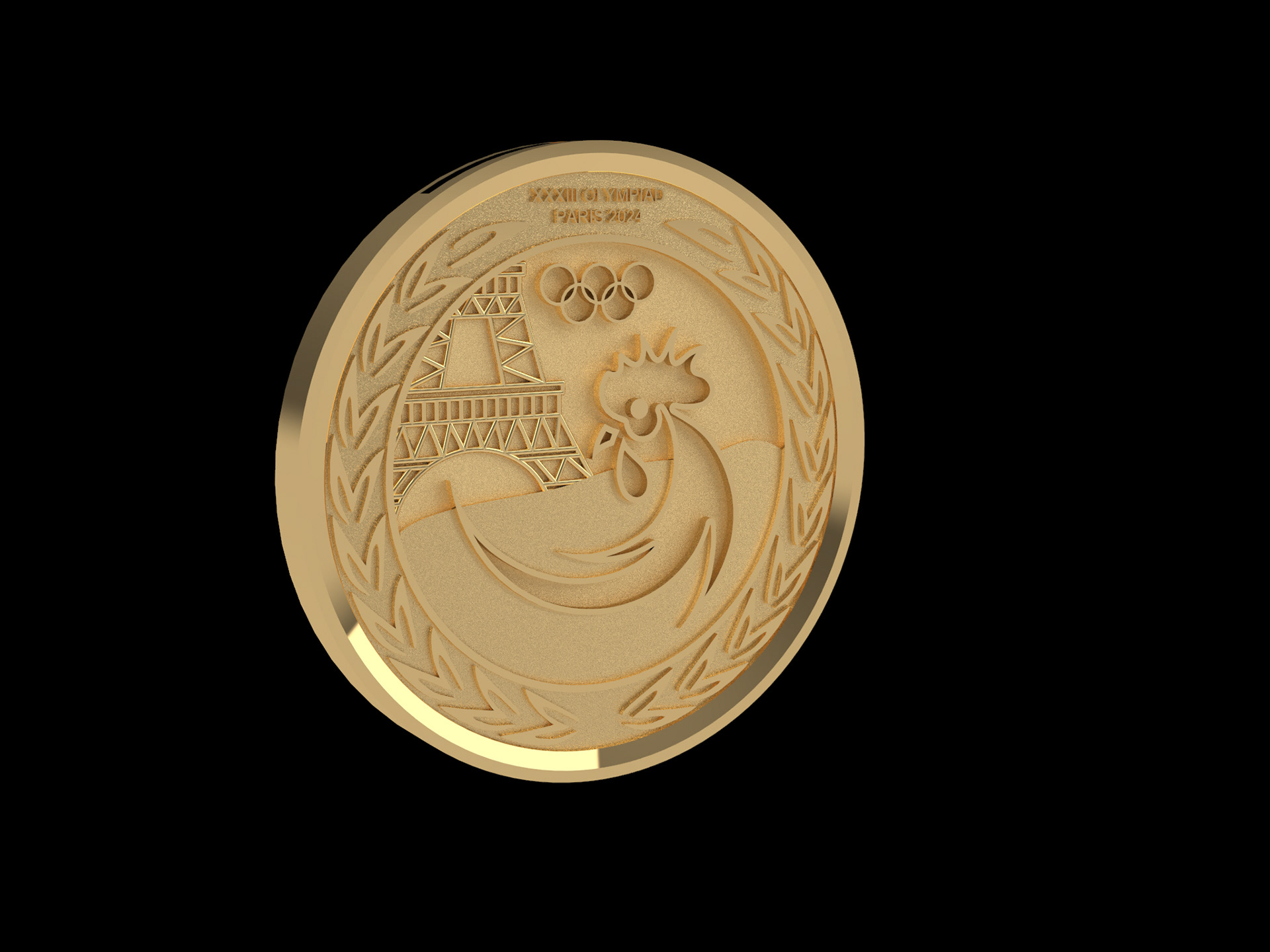 Detail of the medal in "render mode" - Front side