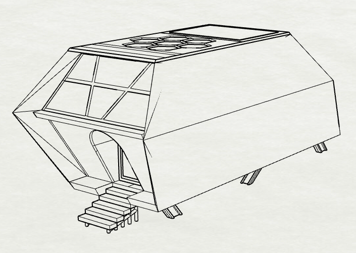 Perspective view in "sketch mode" - Front side