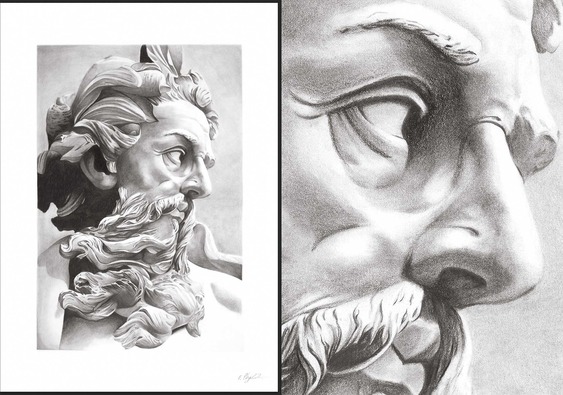 Charcoal Art Reproduction. Large A1 sized drawing, multiple photos for 1:1 reproduction. Soft warm tone to minimise blue cast upon printing.