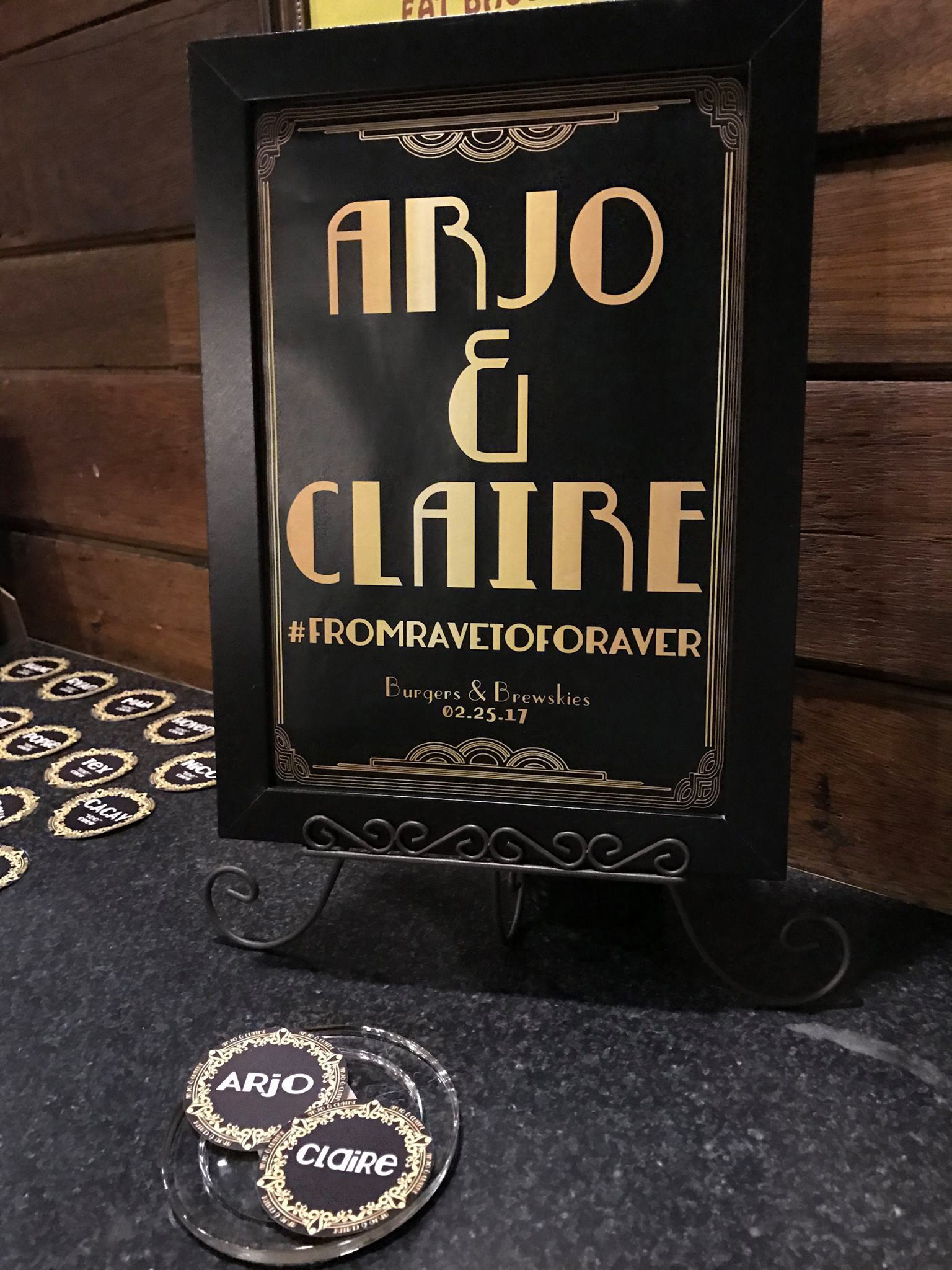 Name tags for the couple