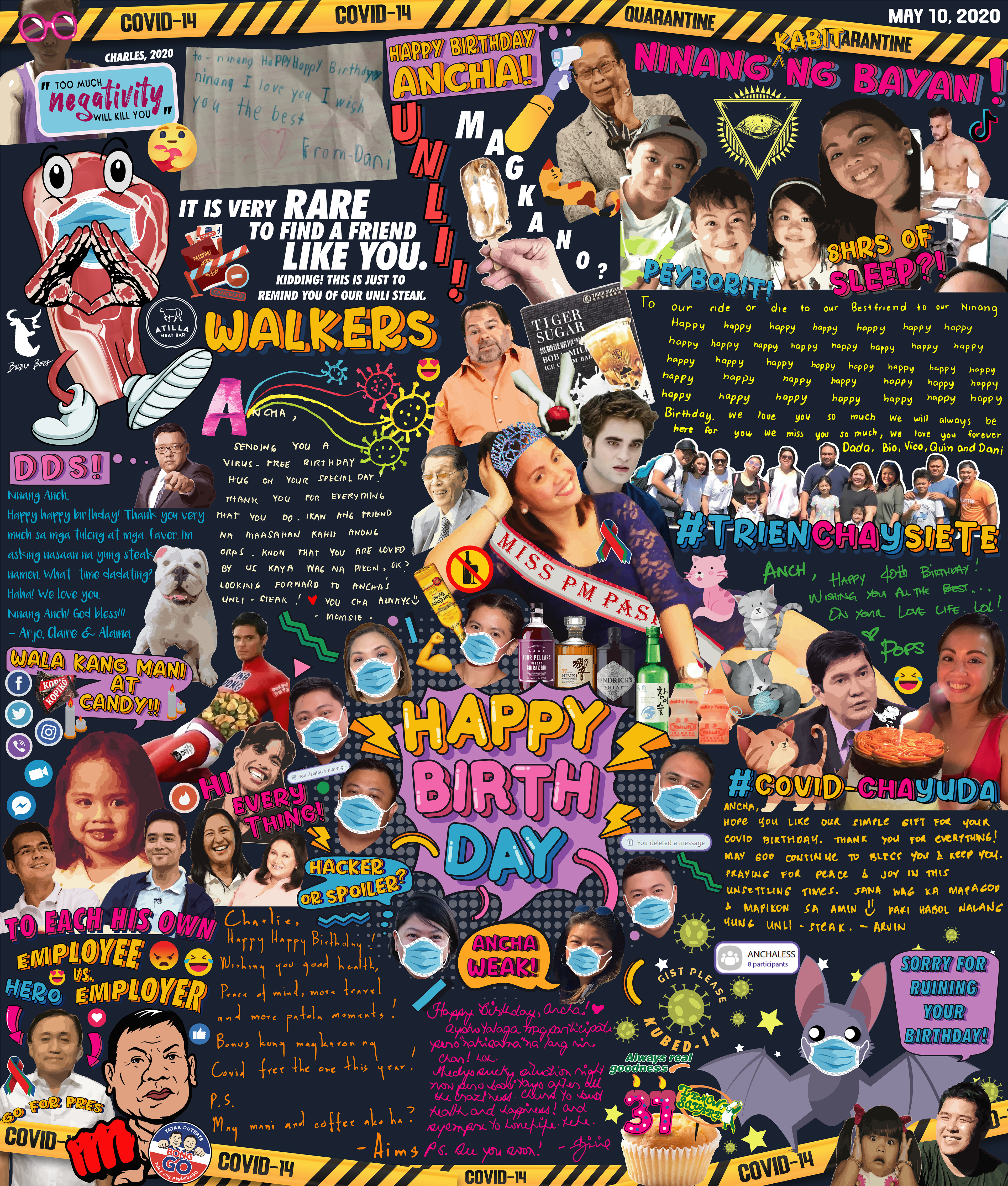 Digitalized handwritten messages for he celebrator Las Vegas + Shoppaholic Theme: COVID-19