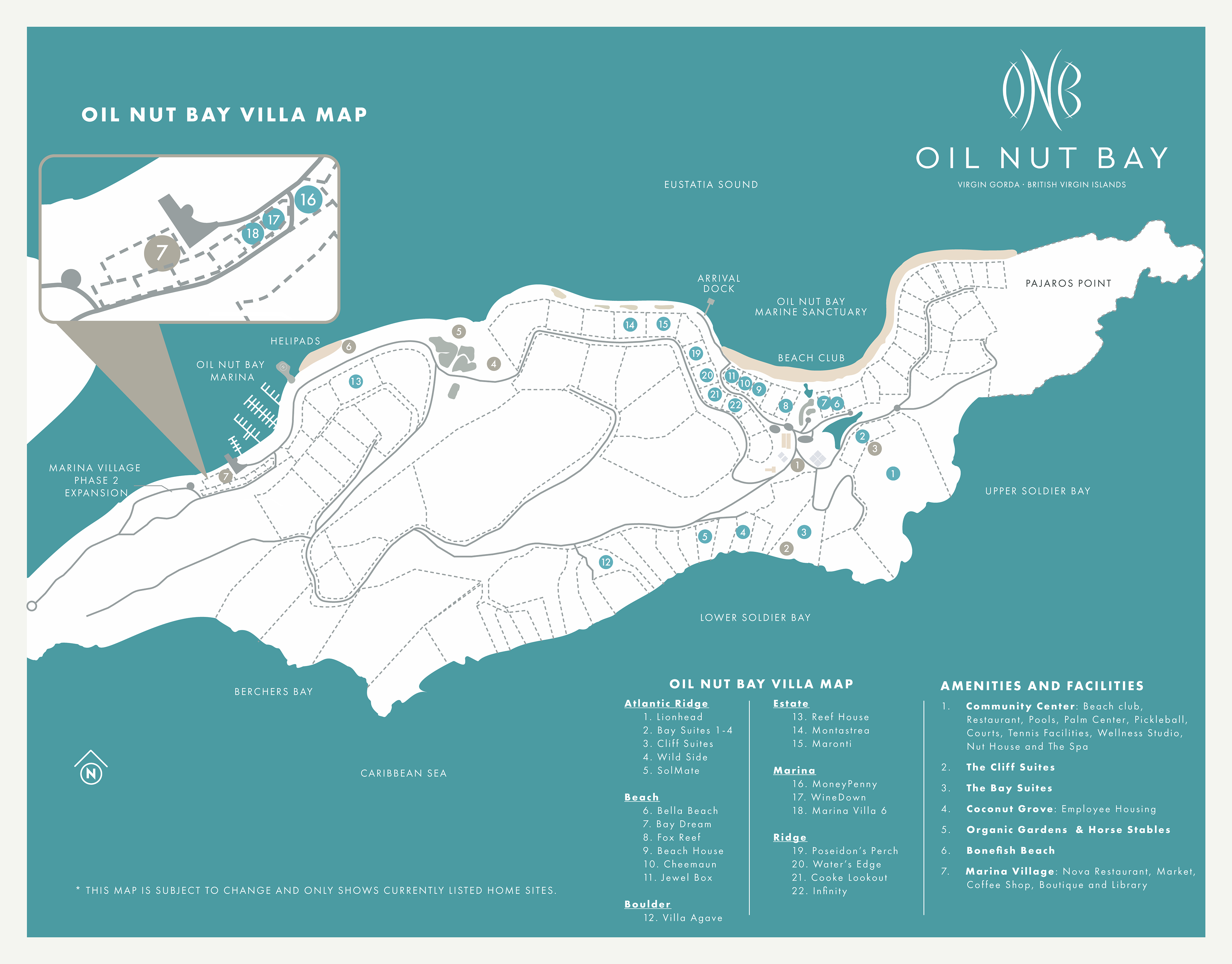 Oil Nut Bay Villa Map