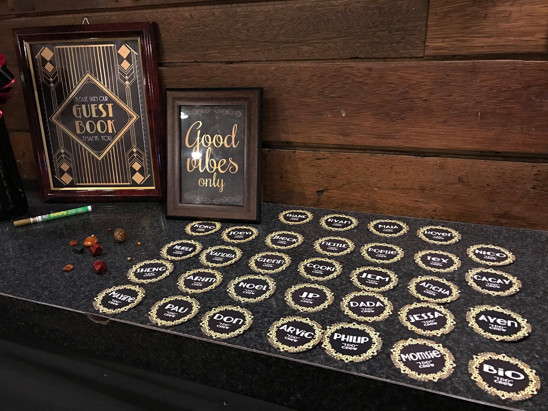 Name tags for the guests