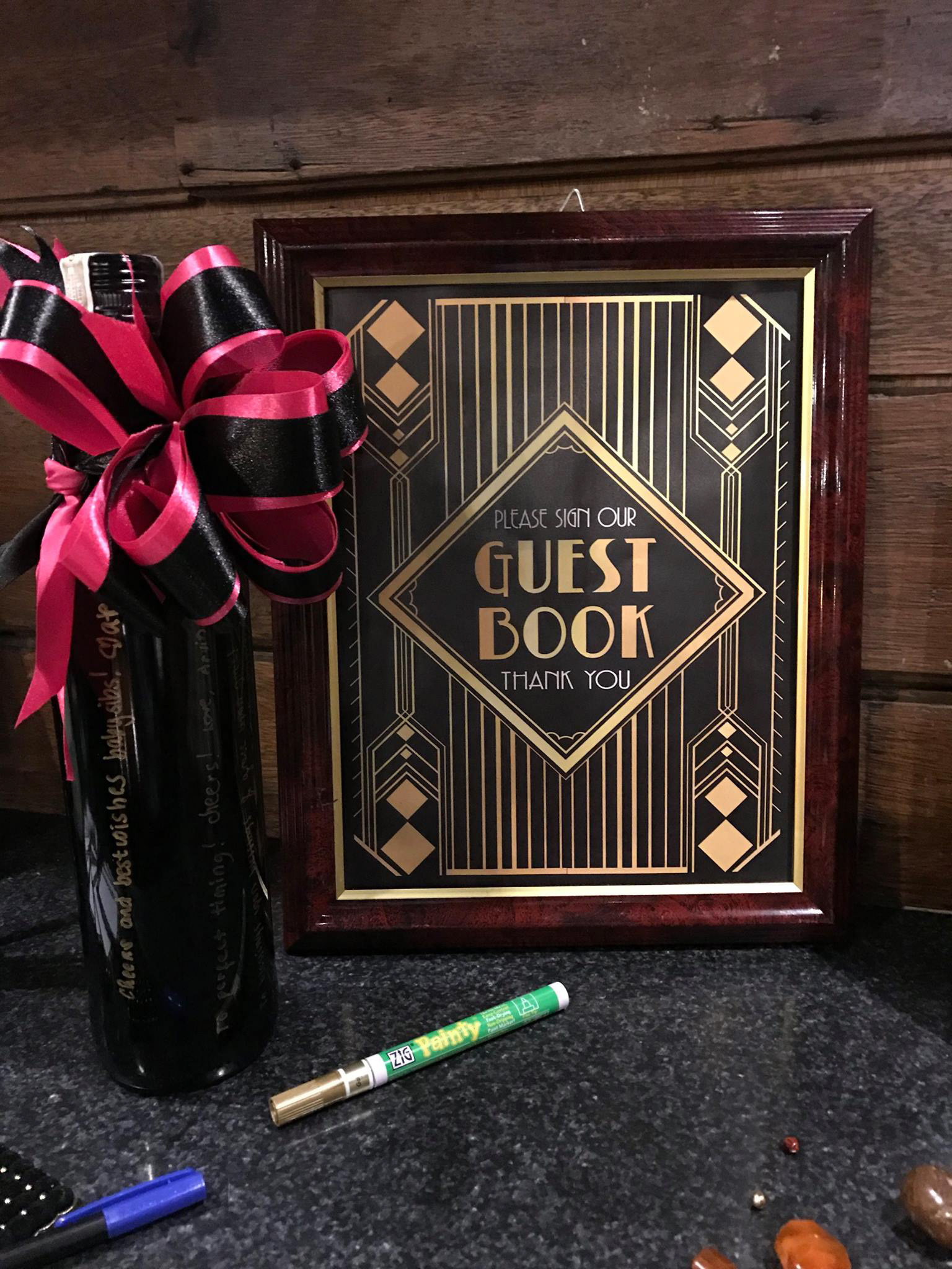 Wine bottle as guest book