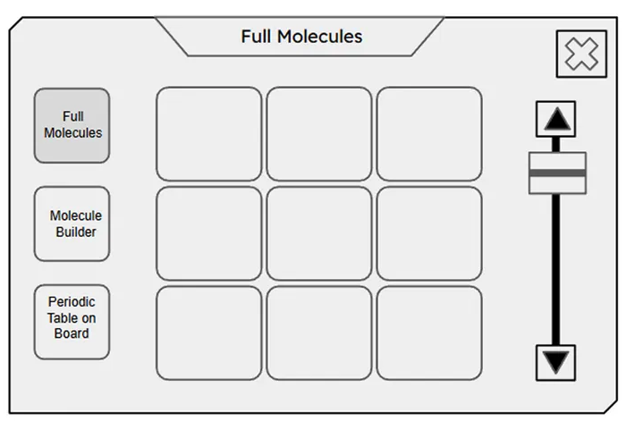 Chemistry Feature Tablet - Subject dashboards developed from wireframes into functional 3D UIs.