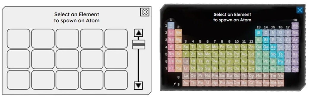 Interactive Periodic Table - The design intent included reducing space and leveraging shared asset templates.