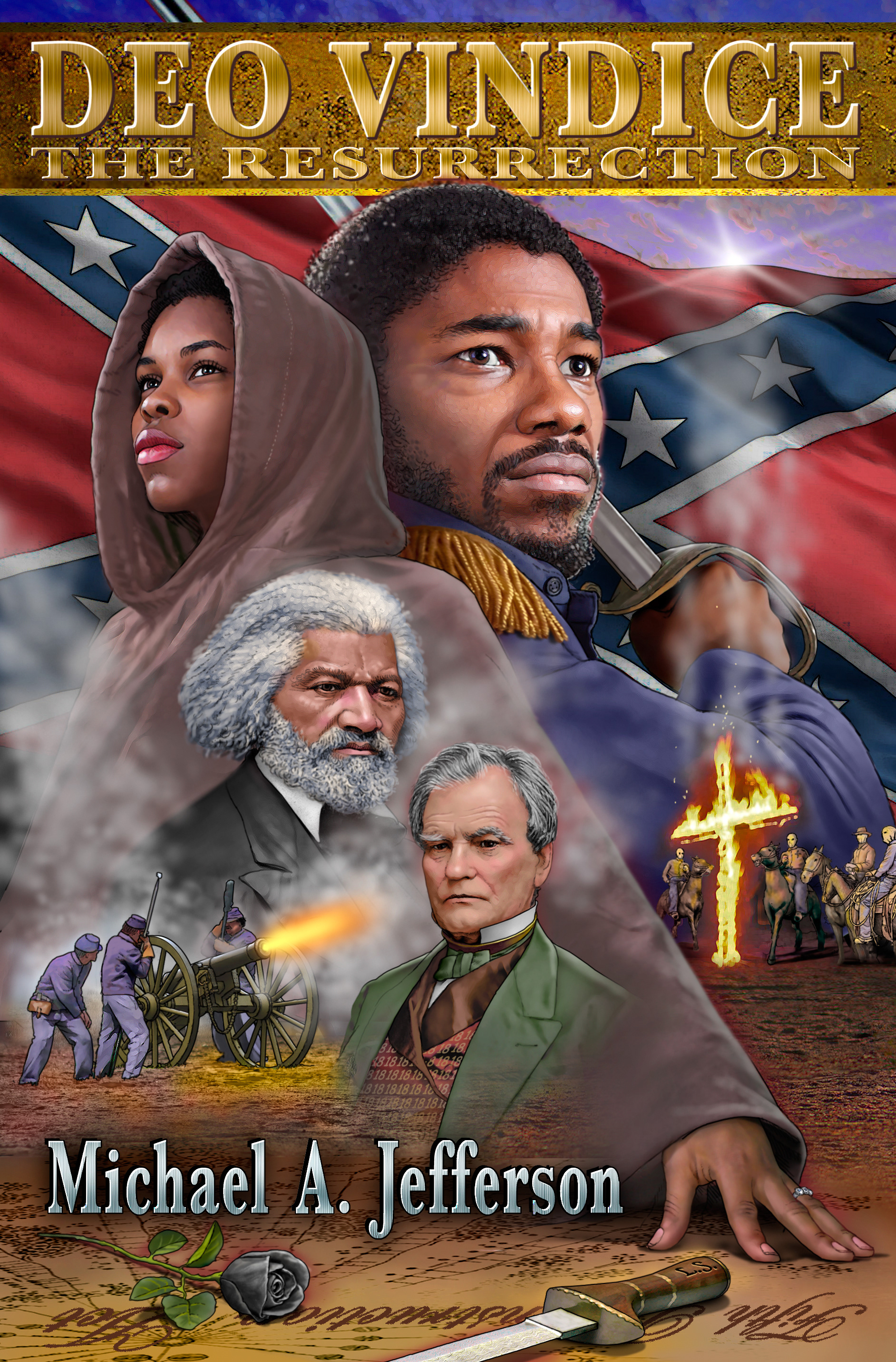bookcover, book cover, illustration, realistic illustration, historical, civil war, African American, historical fiction, Deo Vindice, American History