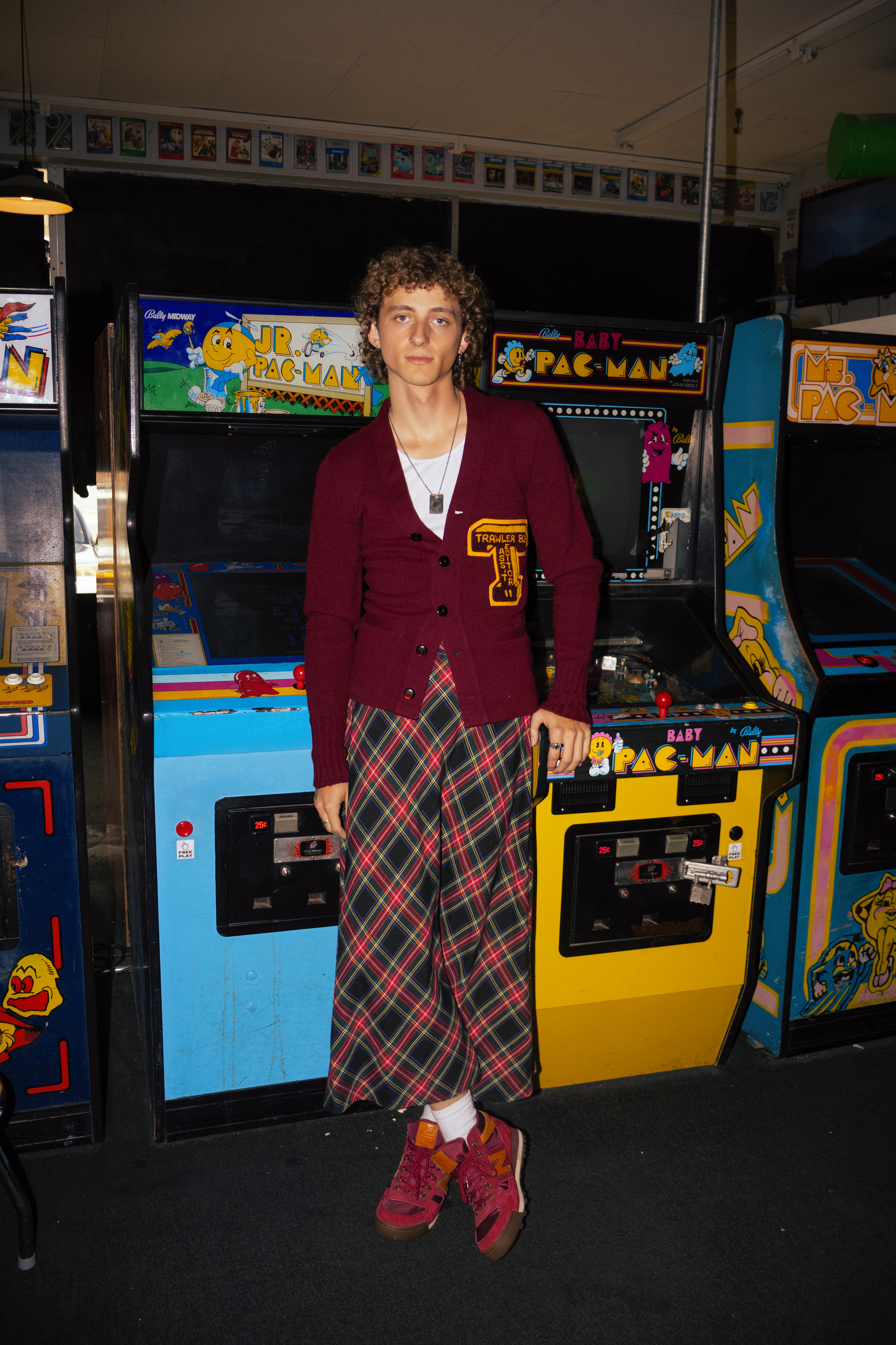 connor gwinn in a vintage sweater and wool maxi skirt featured at arkadia