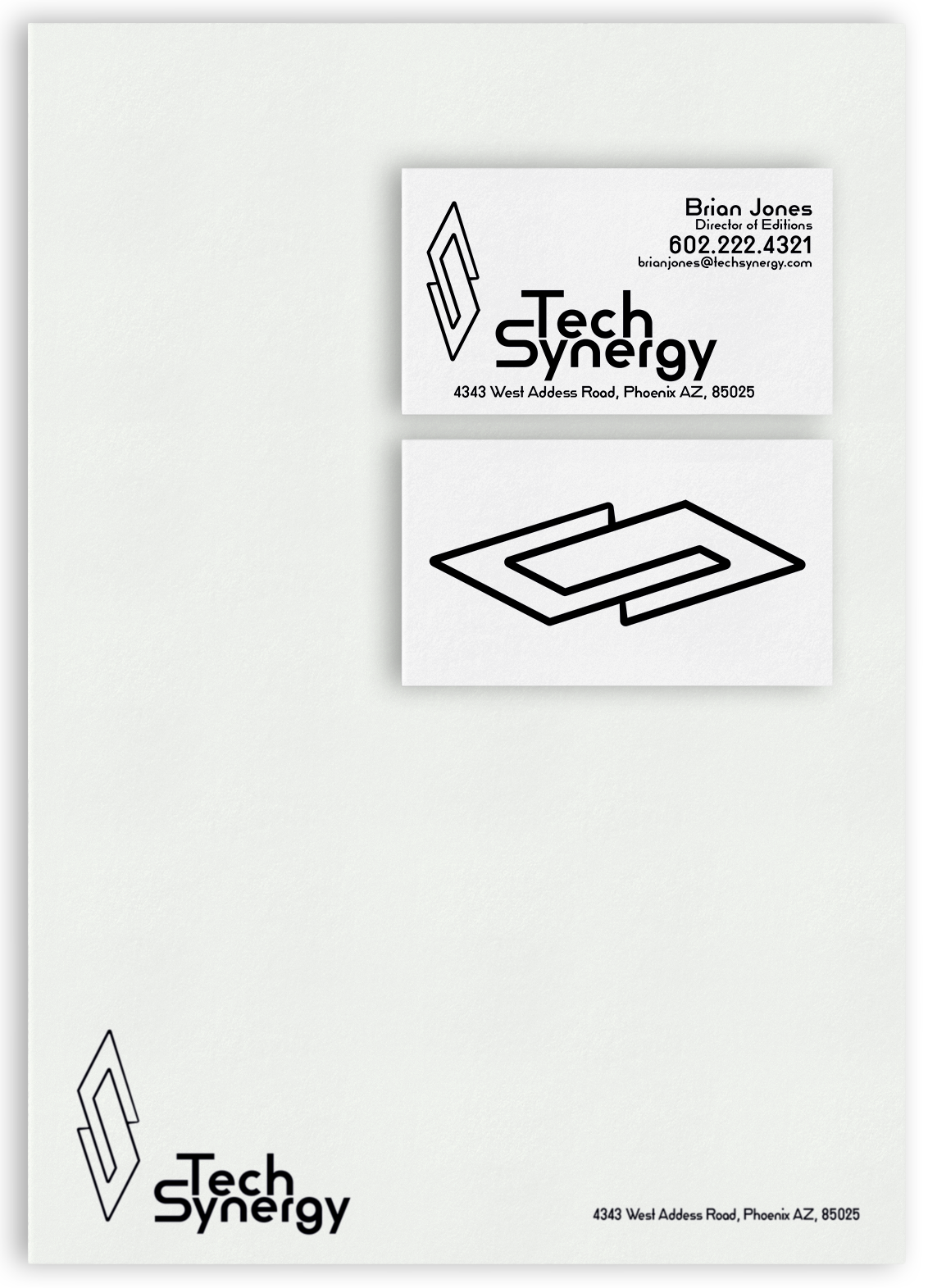 Tech Synergy Logo, Letterhead, and Business Card