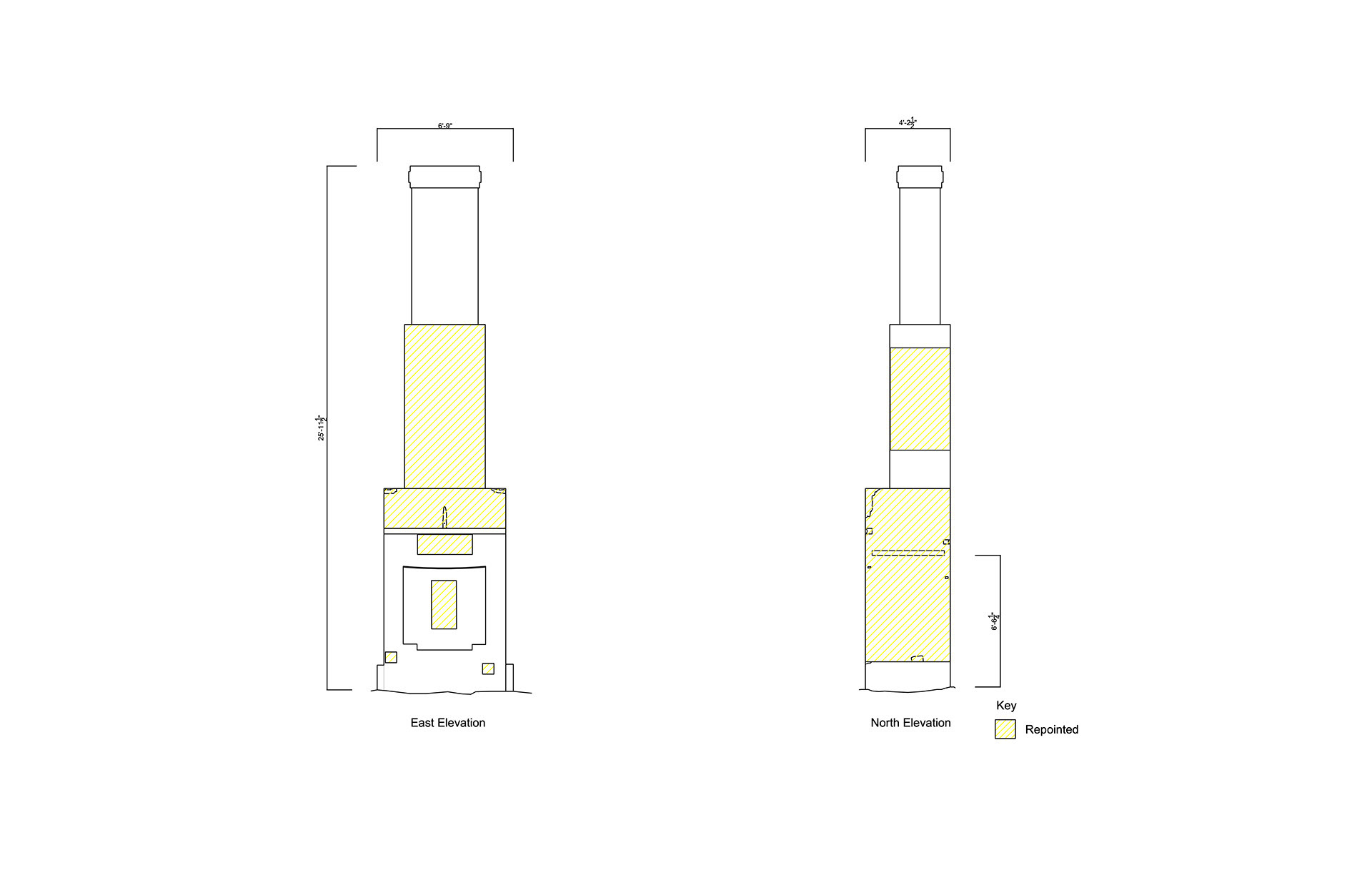Bratton Store Chimney, East and North Elevations