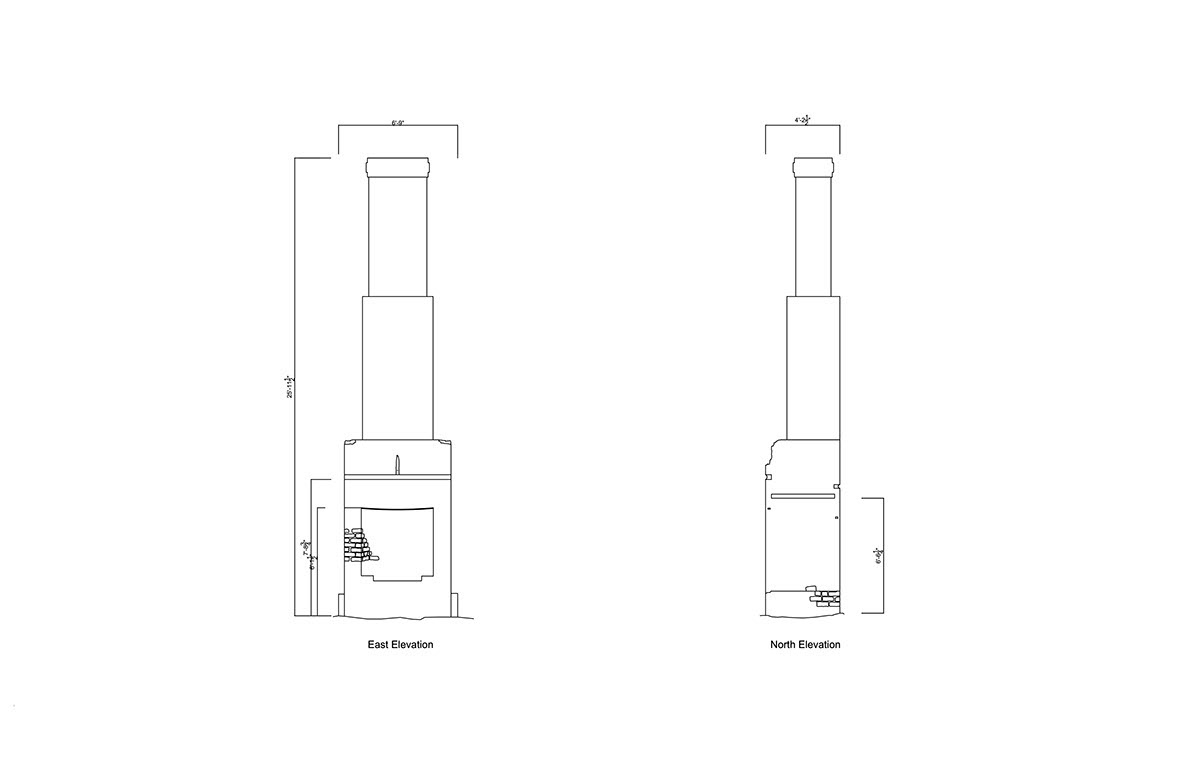 Bratton Store Chimney, East and North Elevations