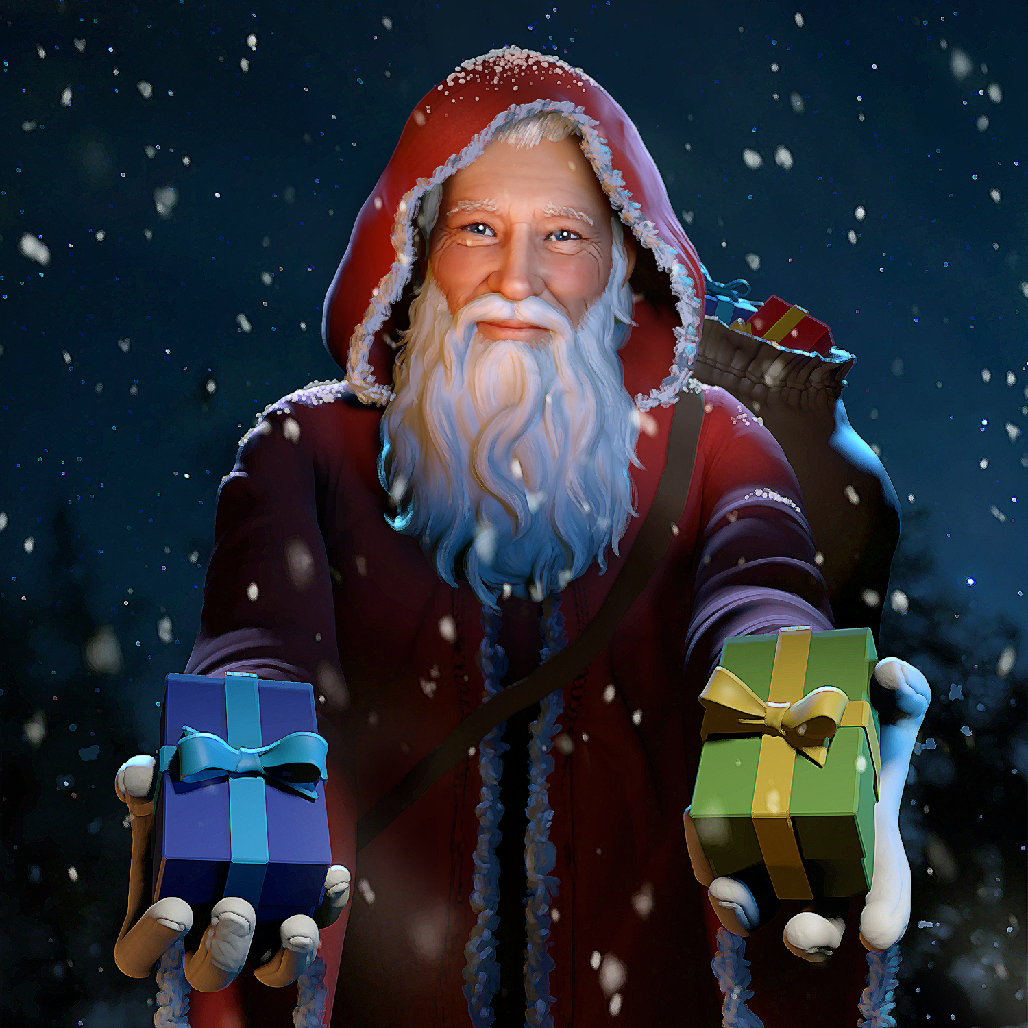 A 3D model of Saint Nicholaus for a company's Christmas card.