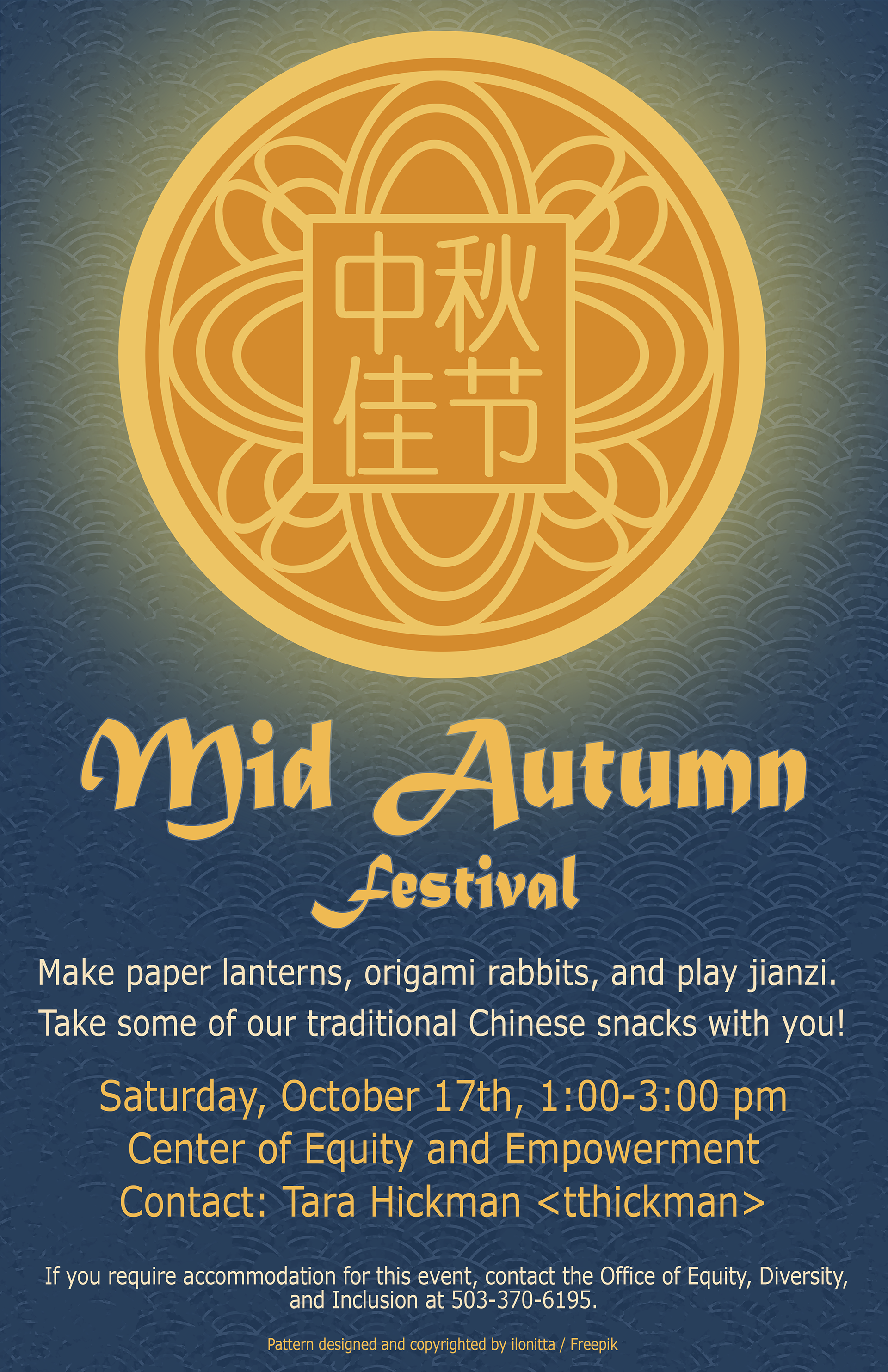 2021 and 2020 Mid Autumn Festival posters for Willamette University's Chinese Taiwanese culture association