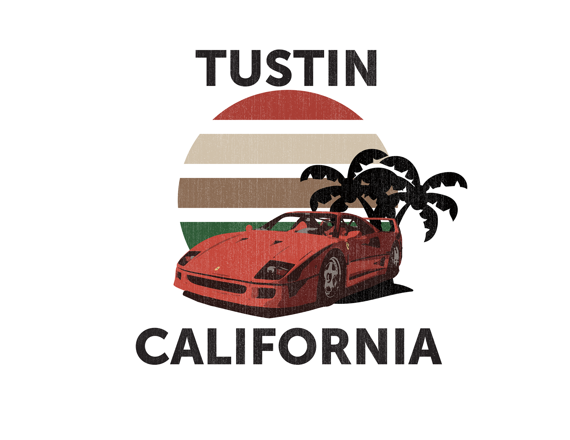 Distressed Ferrari conceptual shirt to have a California retro feel