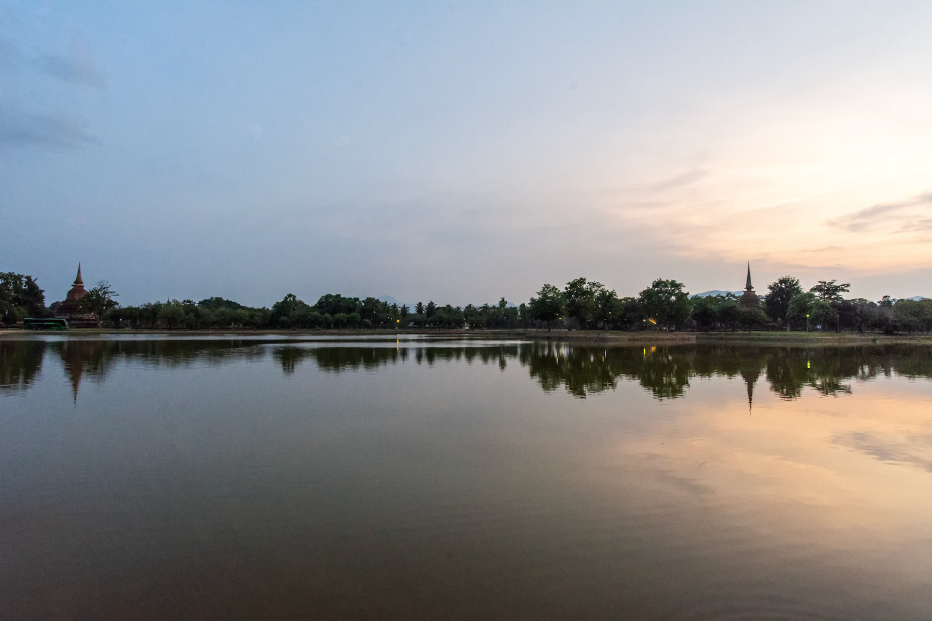 Opposite the park