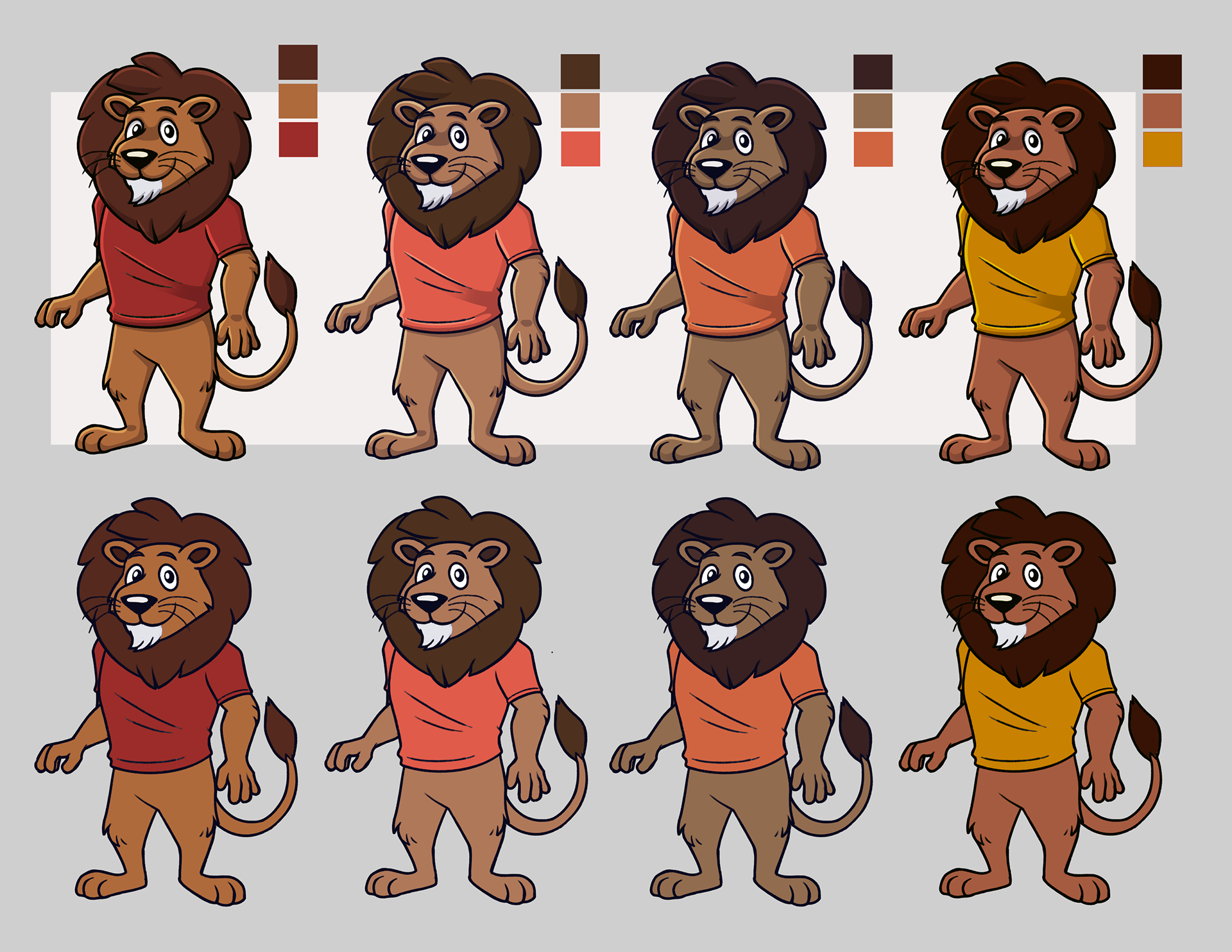 Color exploration for Levi the lion, 2023