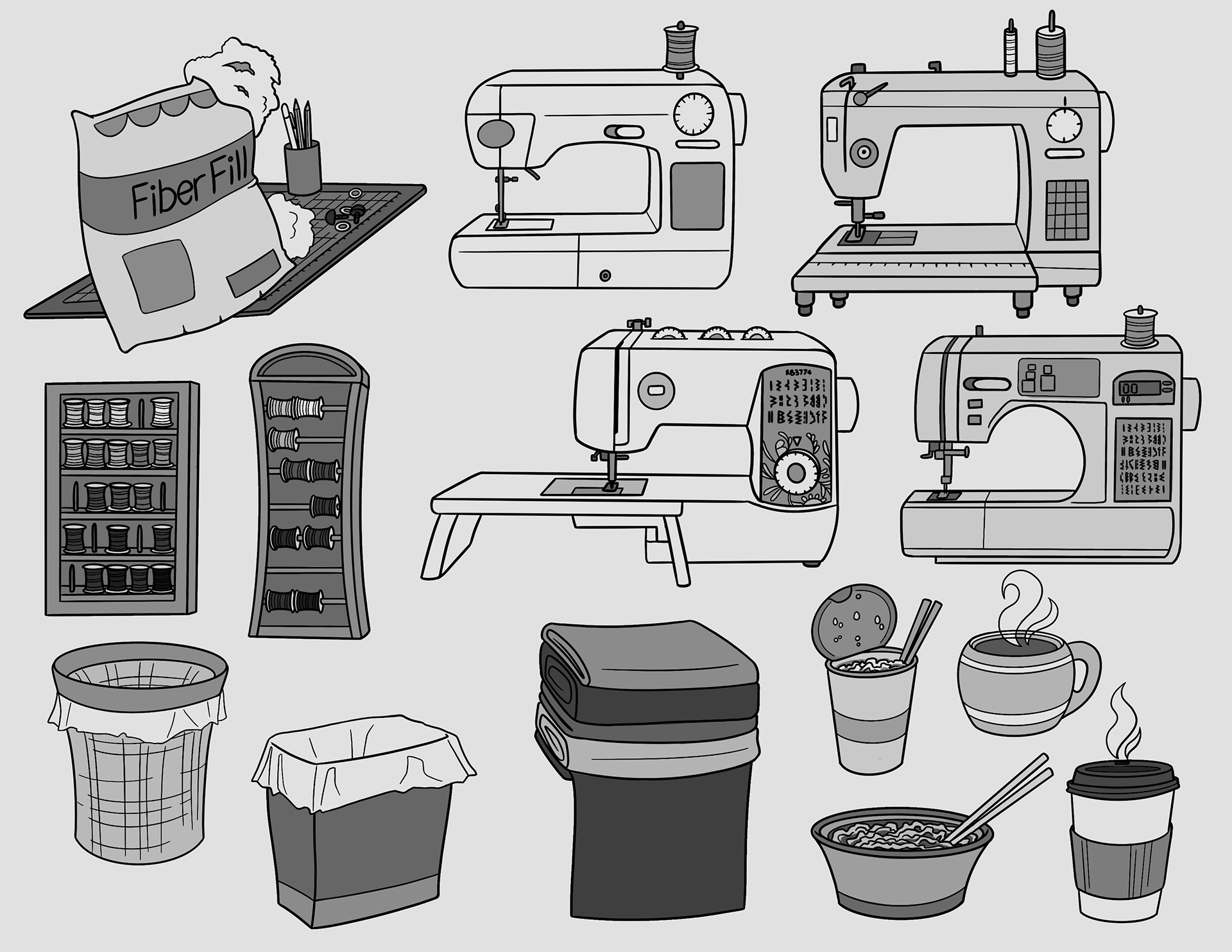 Plushmaker's studio props, 2021