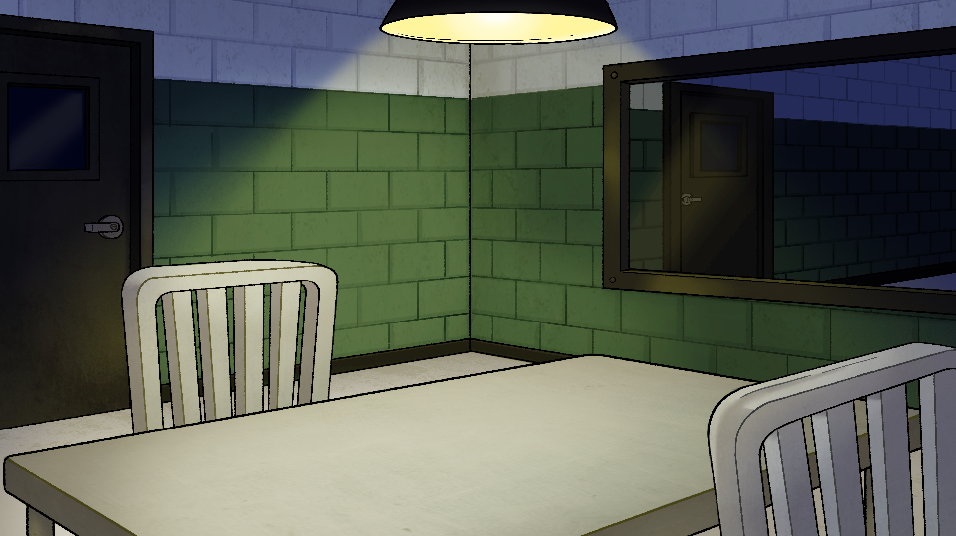 Interrogation room completed for an animation, 2023
