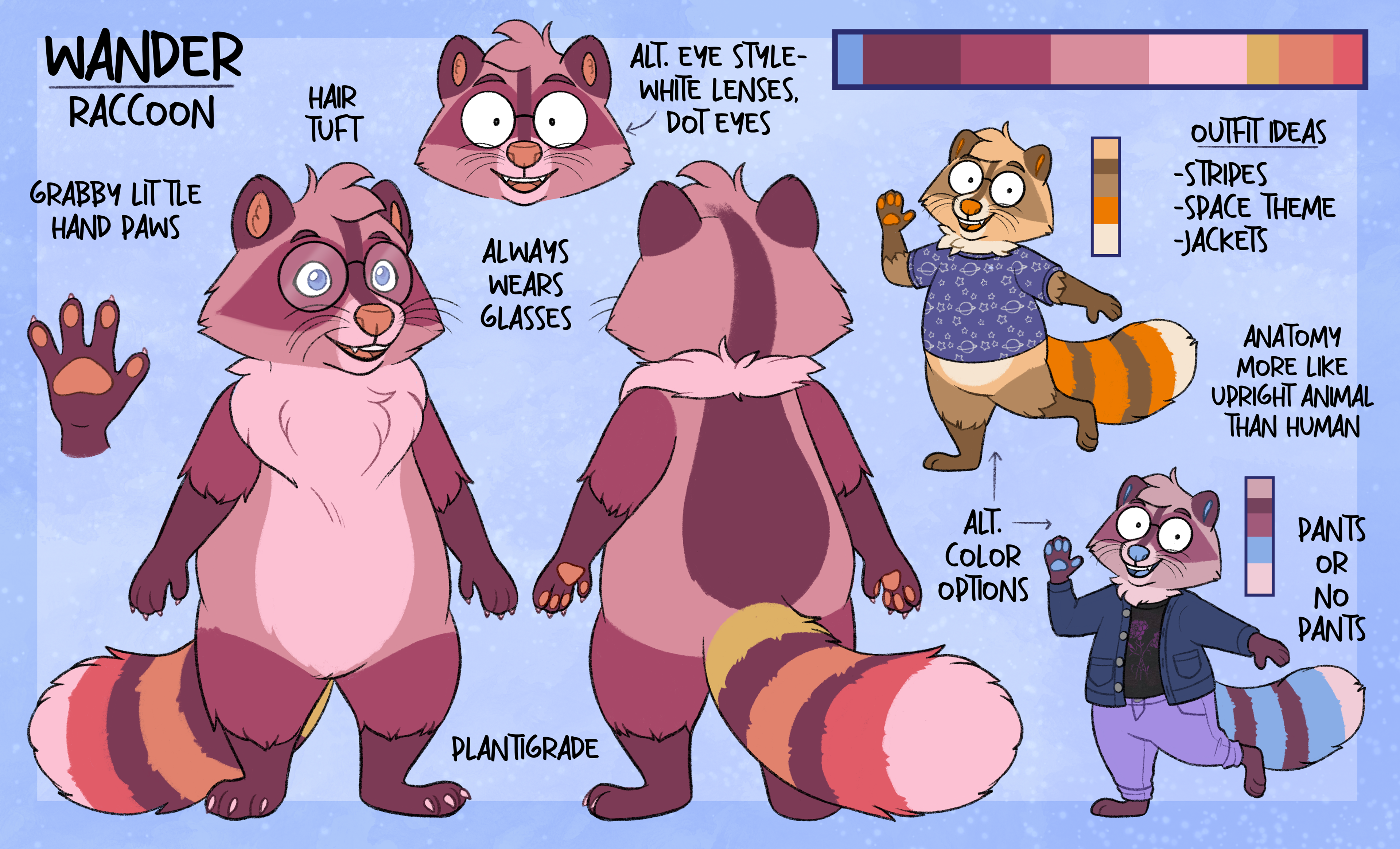 Raccoon character design, 2022