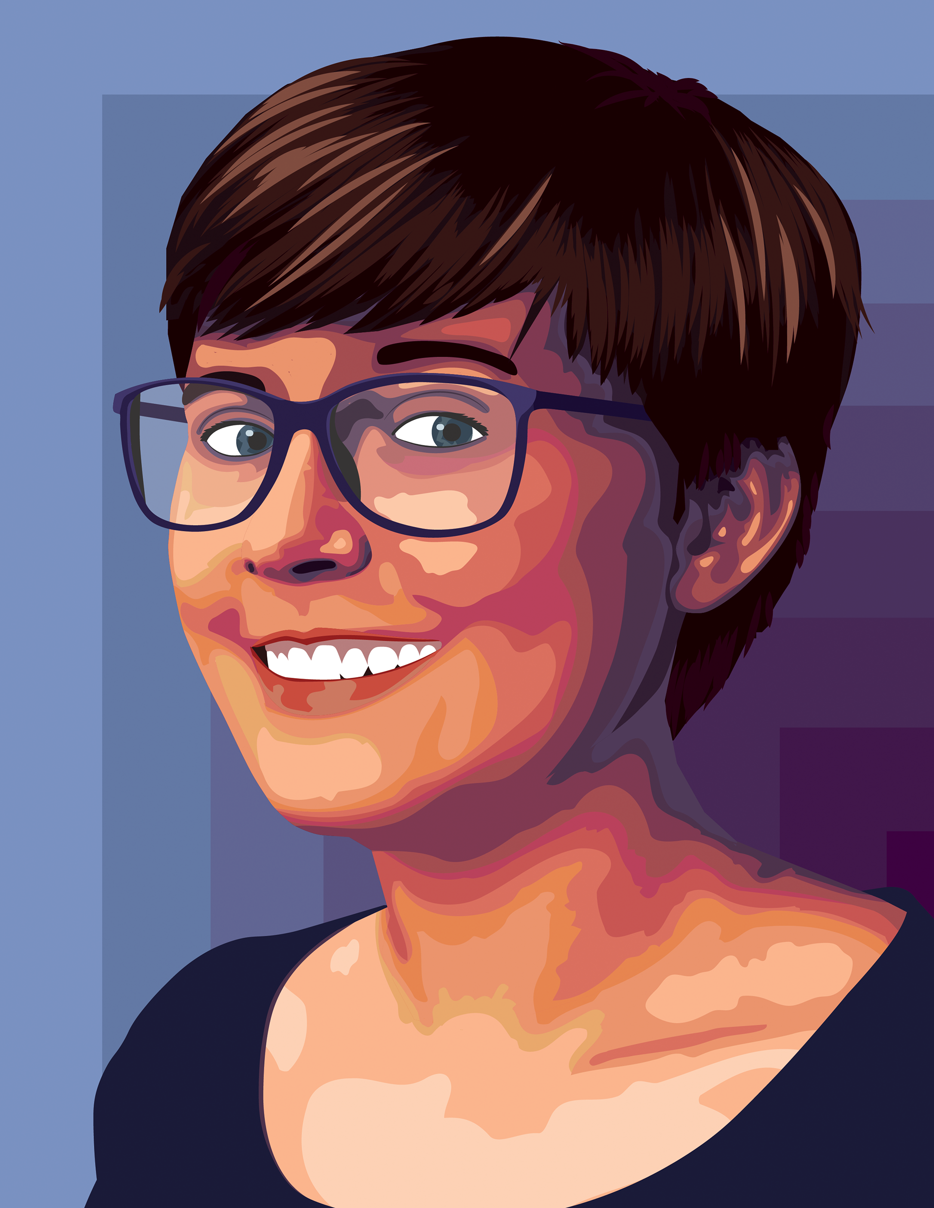 Self-portrait made in Adobe Illustrator, 2019