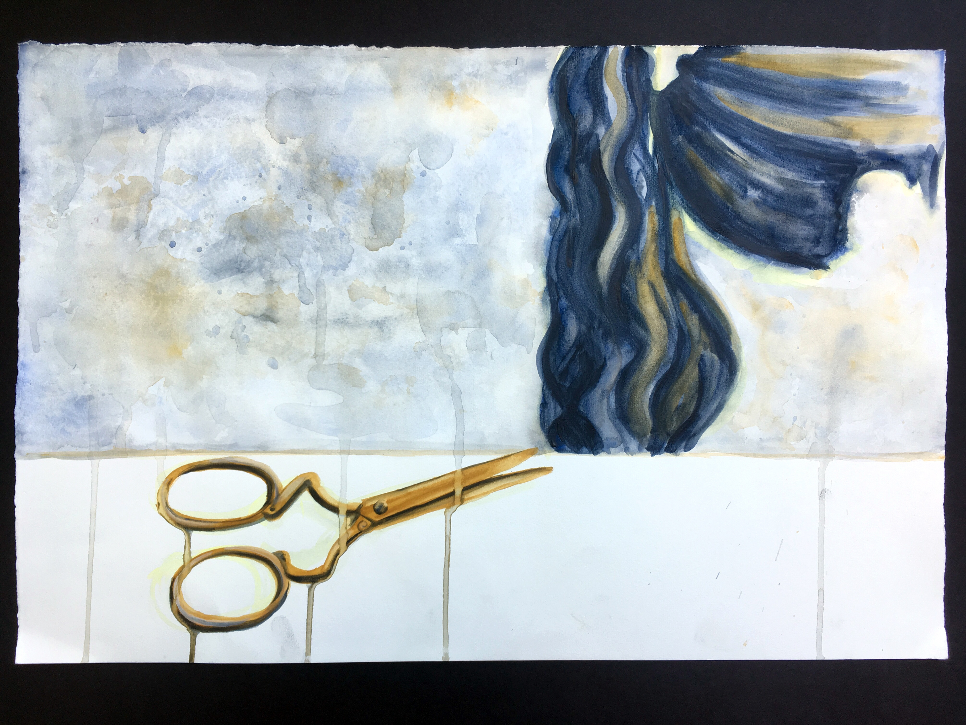 A piece from my series entitled "Hair and Scissors", completed in spring of 2019
