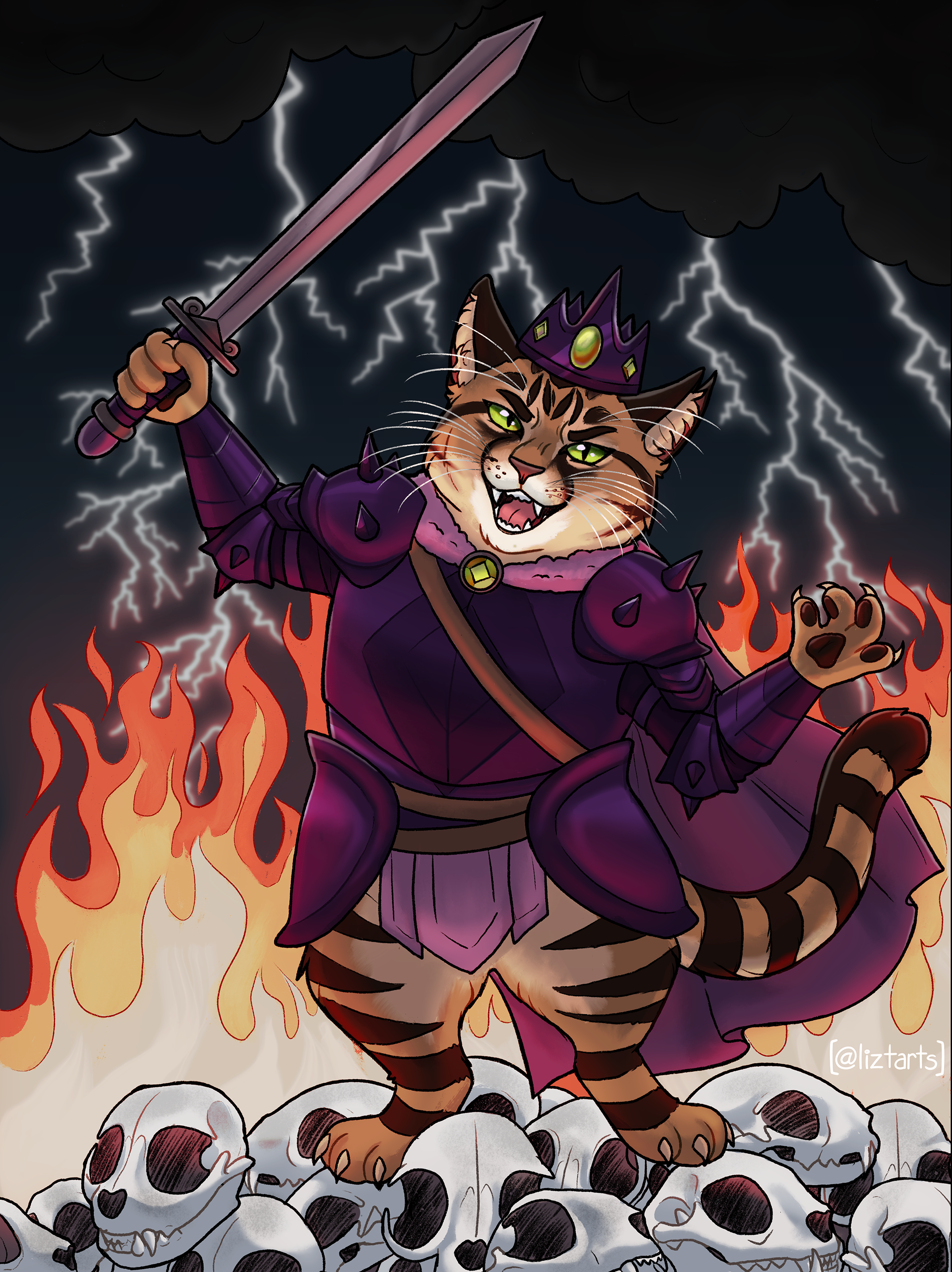 Twinkie: Warrior Princess pet portrait commission, 2023