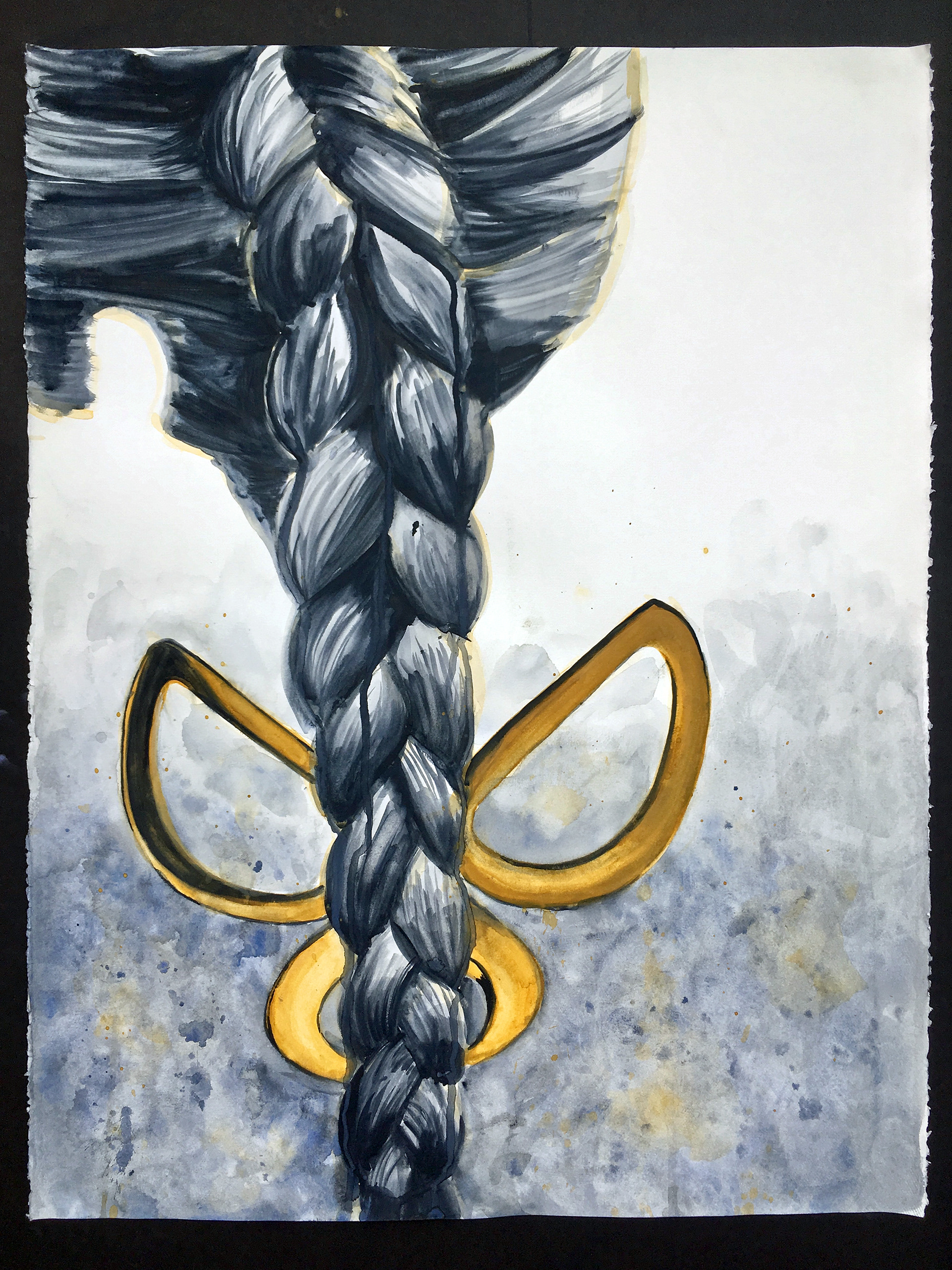 A piece from my series entitled "Hair and Scissors", completed in spring of 2019