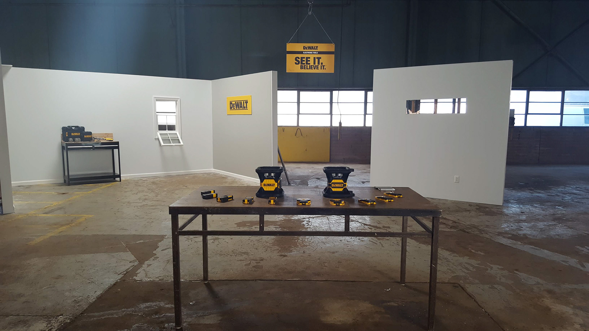 Staging for video laser and stud finder video.
