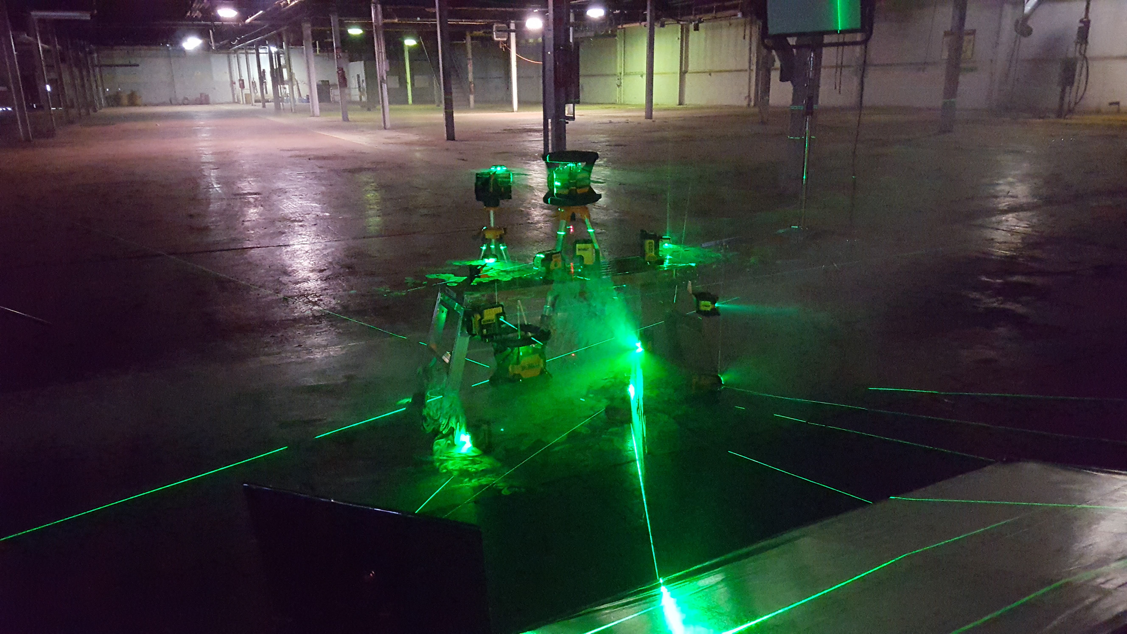 Attempt at using a smoke machine to enhance the laser beam, but it was not the look we were going for.