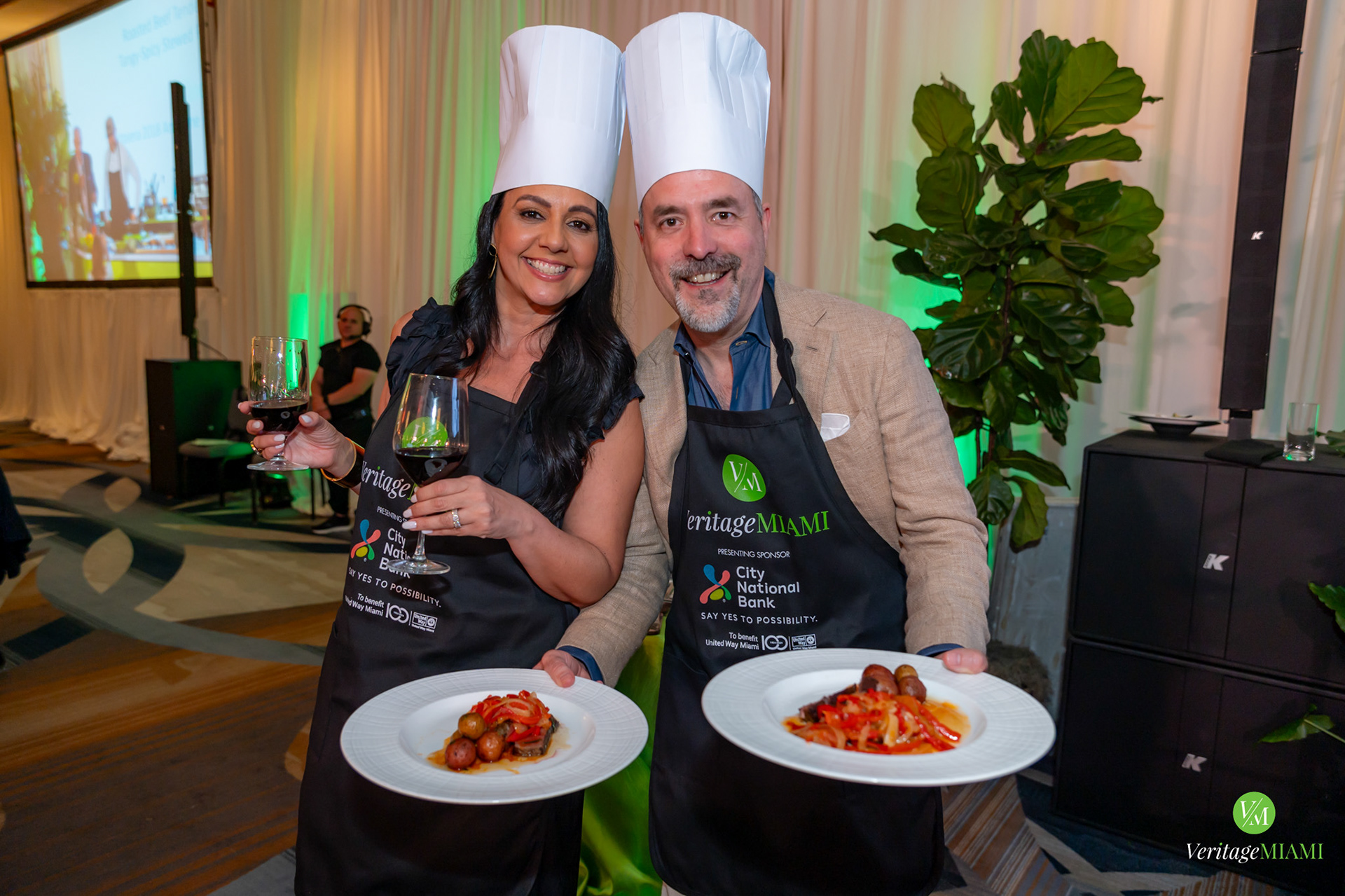 2024 VeritageMiami Interactive Dinner - Apron Picture: Patricia and José Mas, Event Chairs 2023-2024