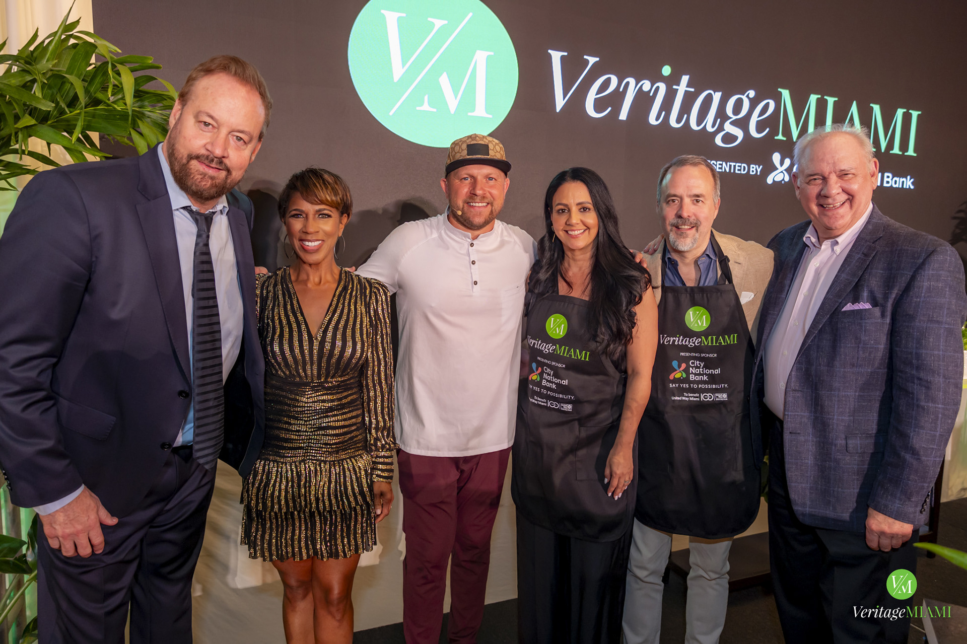 2024 VeritageMiami Interactive Dinner - Apron (picture incloues CEO Symeria Hudson, Chef Jeremy Ford, Patricia and José Mas