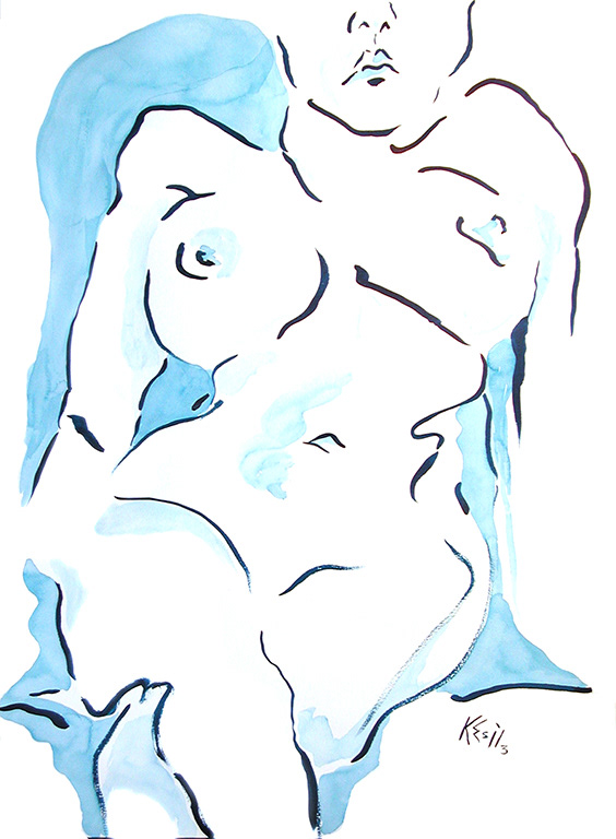"Melissa" - Ink on watercolour paper (SOLD)