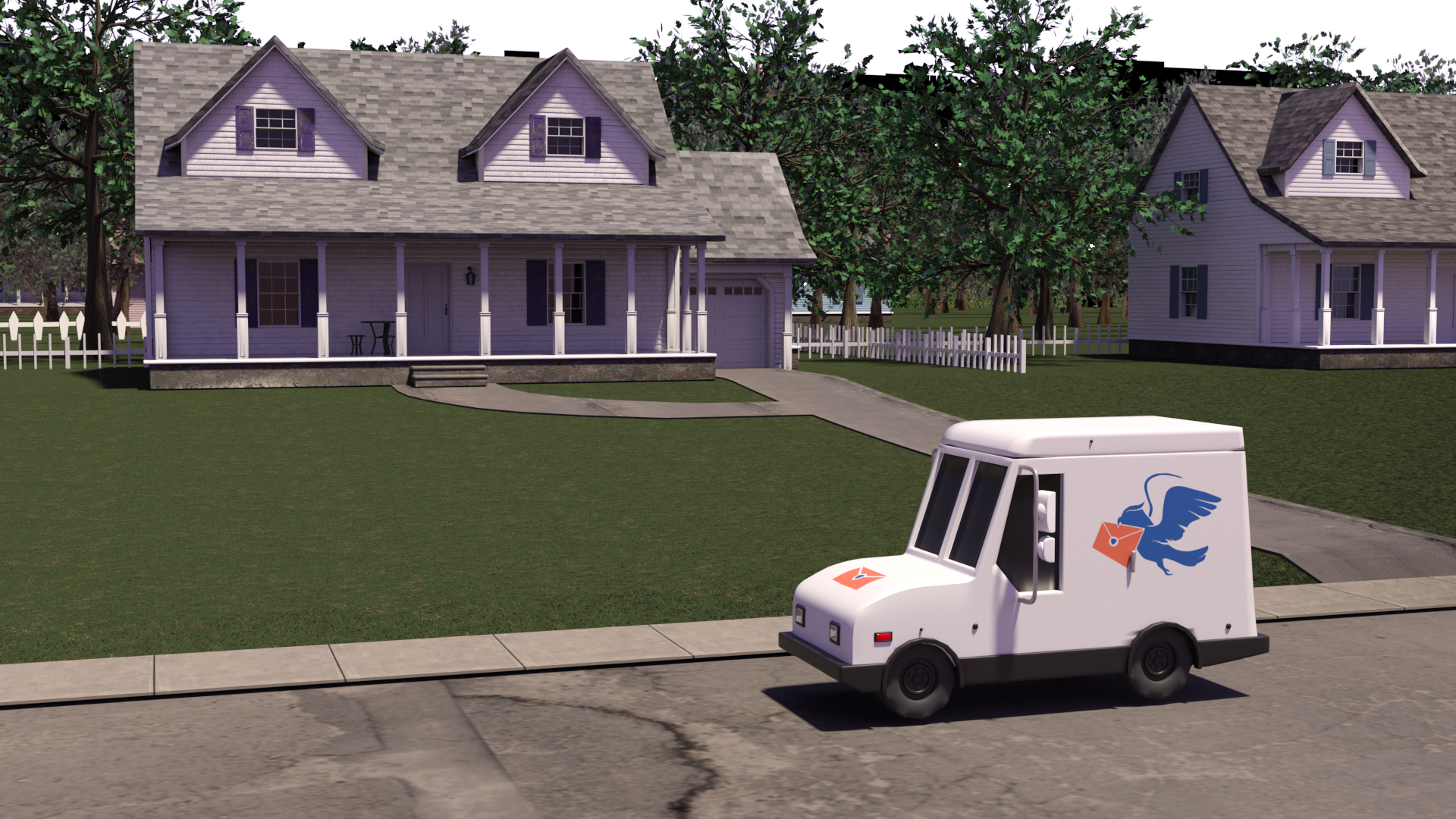House and Mail Truck