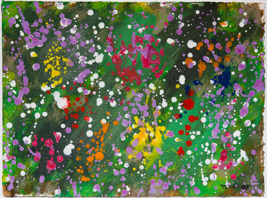 Garden in August, 1987, Acrylic on paper, 11x15", 28x38cm