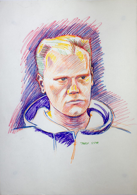 Portrait 1987,  coloured pencils on paper, 23x16.5", 59x42cm