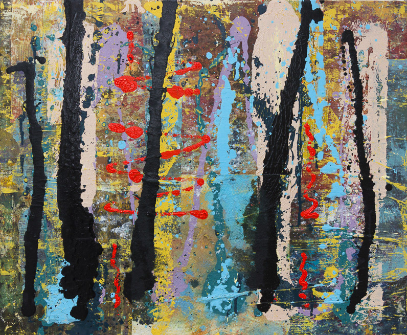 Remains 7 no110_2015 Oil over Newspaper Collage on Wood, 50x61cm, 19½x24"