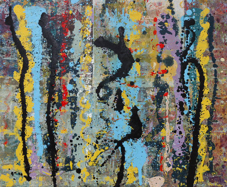 Remains 4, 107_2015, Oil over Newspaper on Wood, 19½x24", 50x61cm